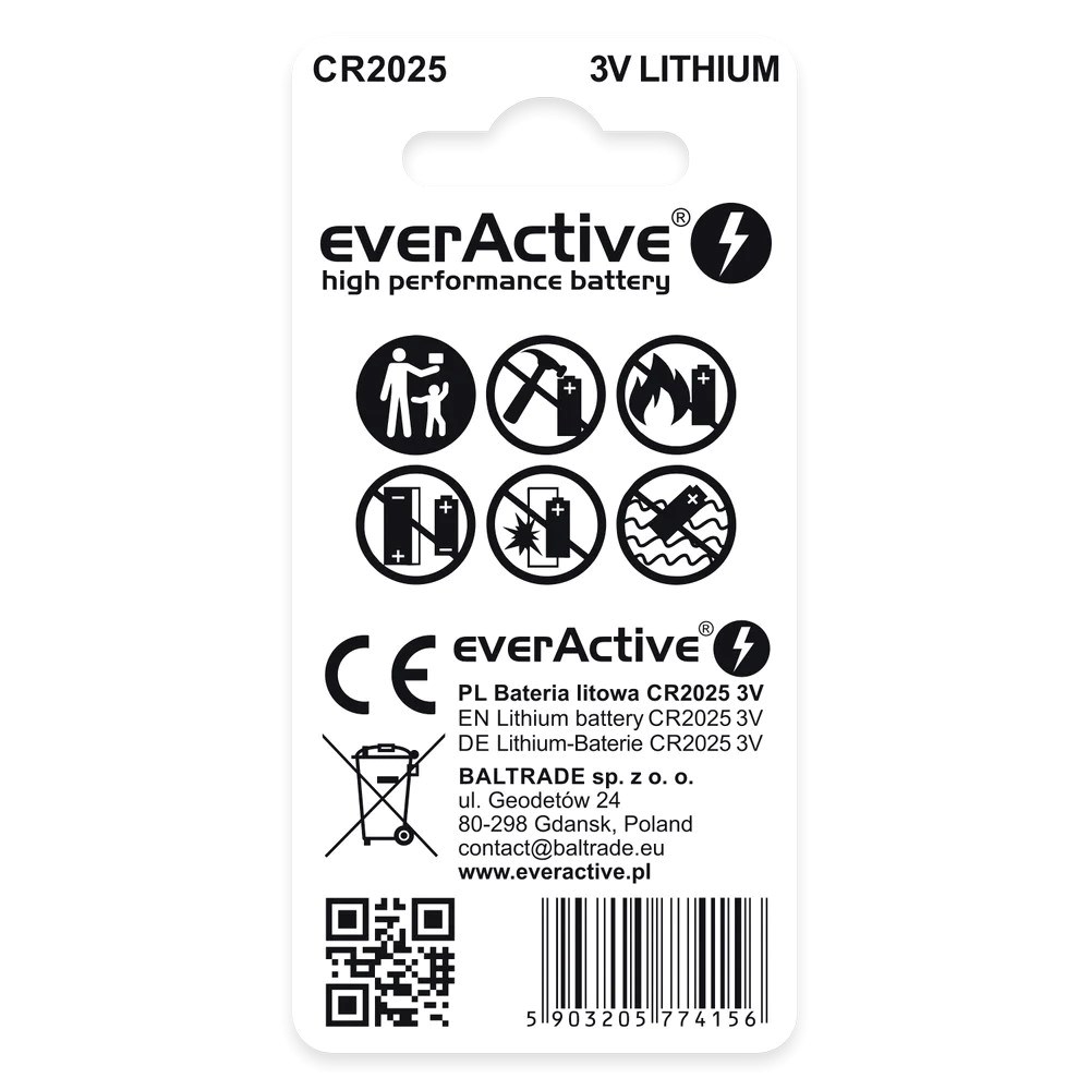 EVERACTIVE BATERIE LITOWE MINI CR2025 BLISTER 2SZT. CR20252BL - obrazek 3
