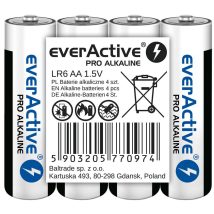 EVERACTIVE BATERIE ALKALICZNE PRO ALKALINE AA, LR6, SHRINK 4 SZT, 1250 MAH, WYSOKA WYDAJNOŚĆ, LR6PRO4T