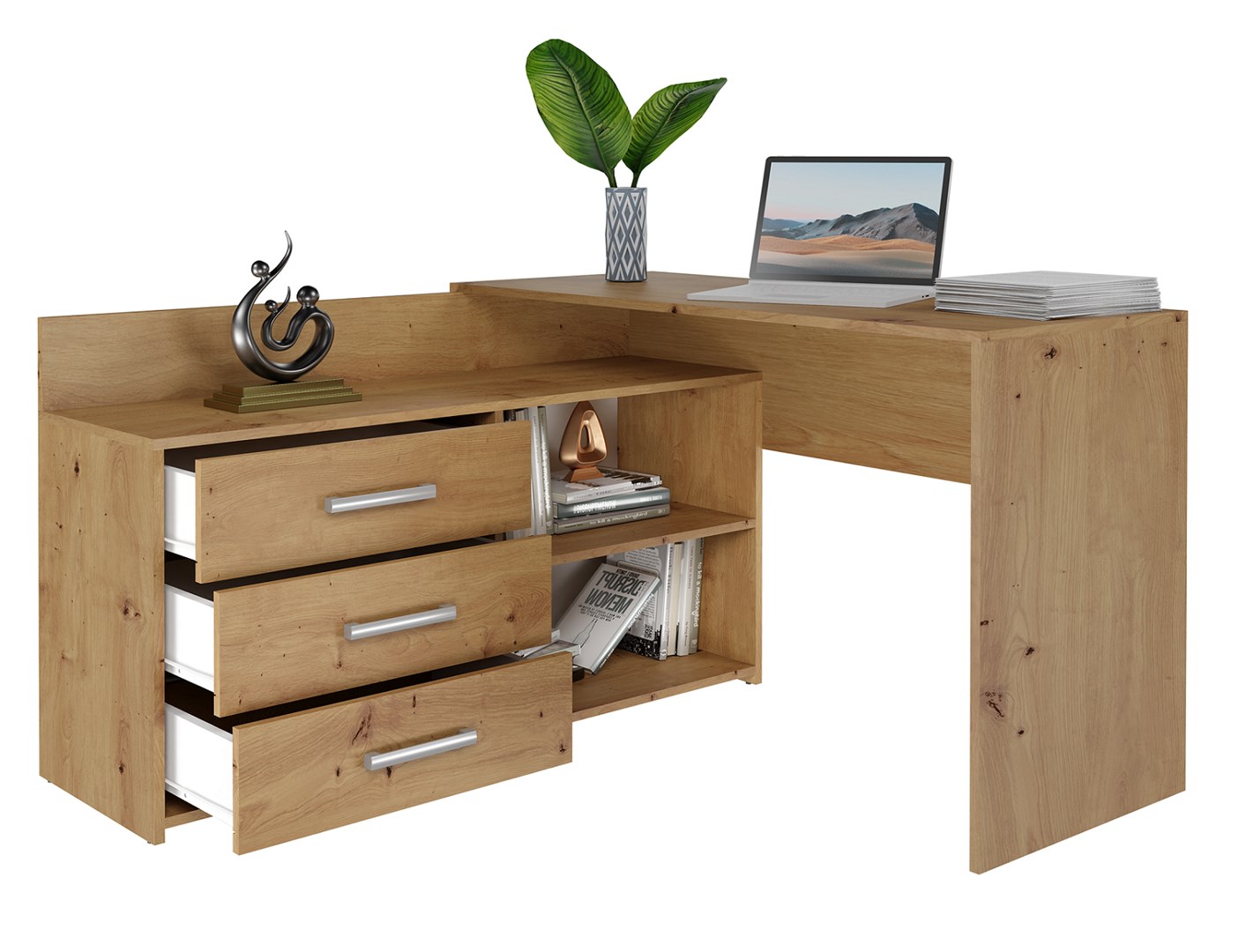 Biurko narożne + komoda DANY 120x50xH76 artisan - obrazek 3