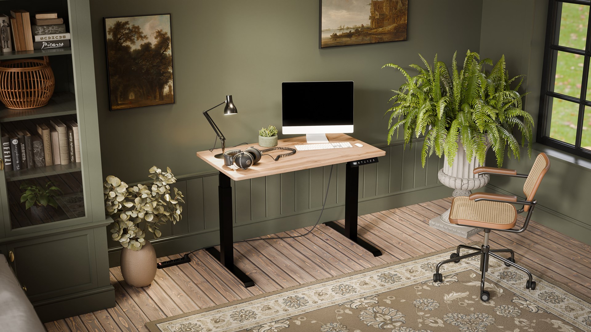 Biurko z elektryczną regulacją wysokości MOON 121x67x72-120 czarny/wotan - obrazek 3