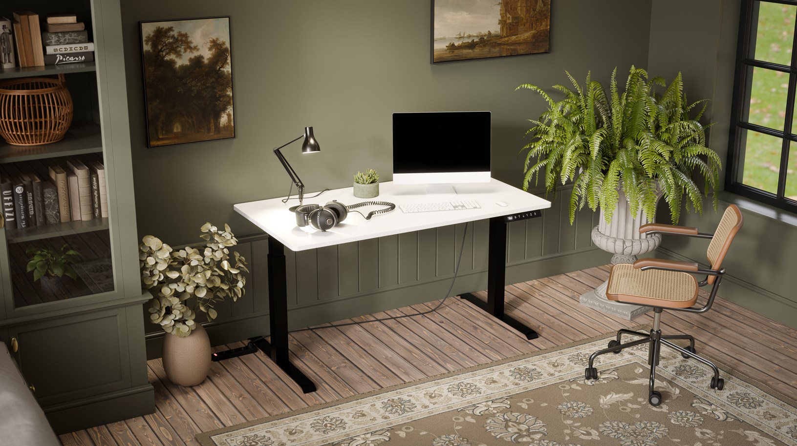 Biurko z elektryczną regulacją wysokości MOON LONG 150x80x72-120 czarny/biały - obrazek 3