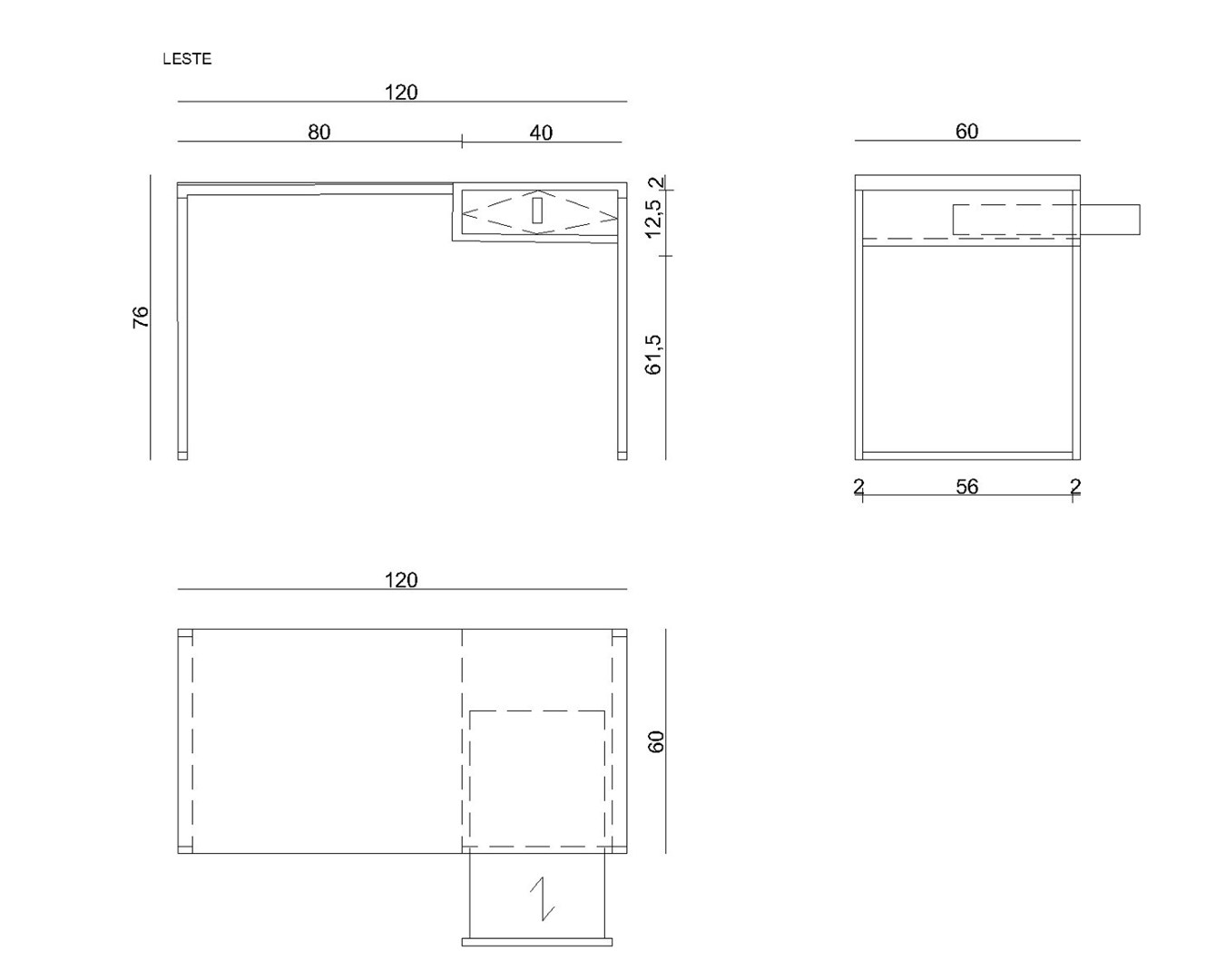 Biurko z szufladą 120x60 LESTE czarny/dąb - obrazek 4