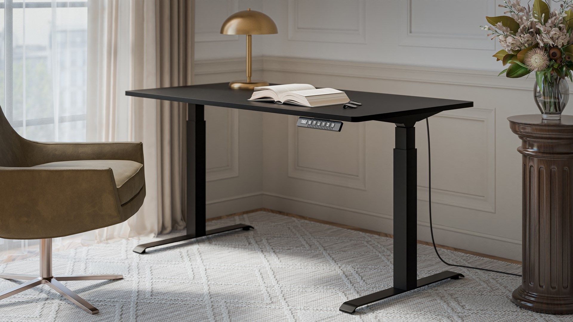 Biurko z elektryczną regulacją wysokości MOON LONG 150x80x72-120 czarny - obrazek 4