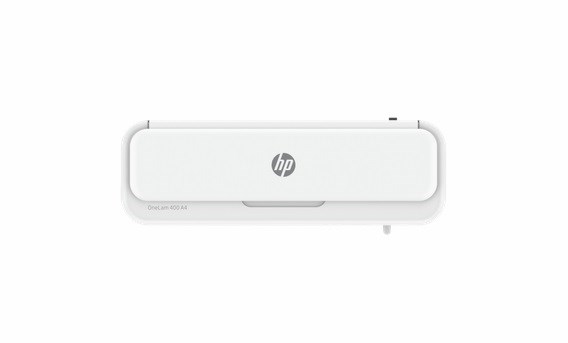 HP Laminator ONELAM 400 A3, na zimno/gorąco, zintegrowany trymer, zaokrąglacz rogów, prędkość 40cm/min + 15 folii: 3xA4, 4xA5, 4xA6, 4xB-CARD, biały - obrazek 3