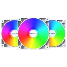 Wentylator Montech GF120 PWM ARGB, 3 szt. – 120mm, biały