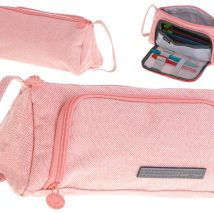 Piórnik szkolny dwukomorowy saszetka kosmetyczka rozkładany 3w1 różowy