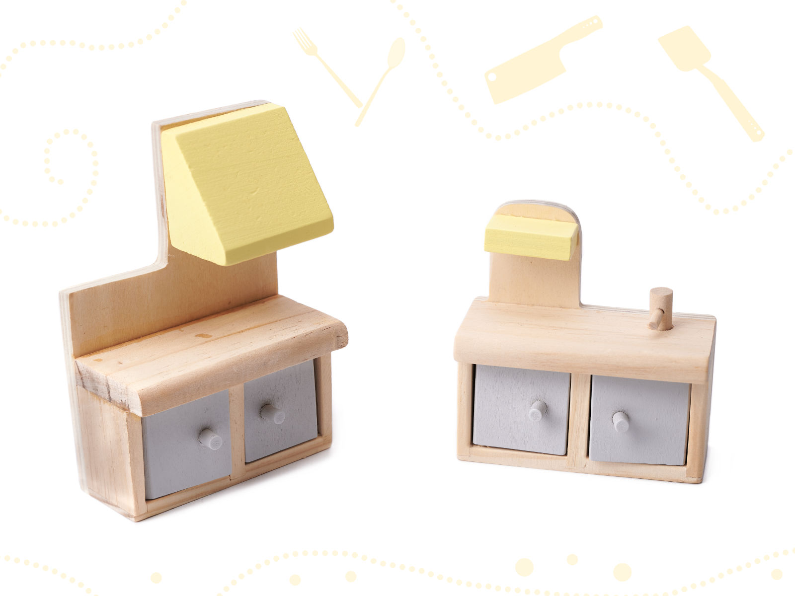 Domek dla lalek drewniany mebelki 70cm szary - obrazek 6