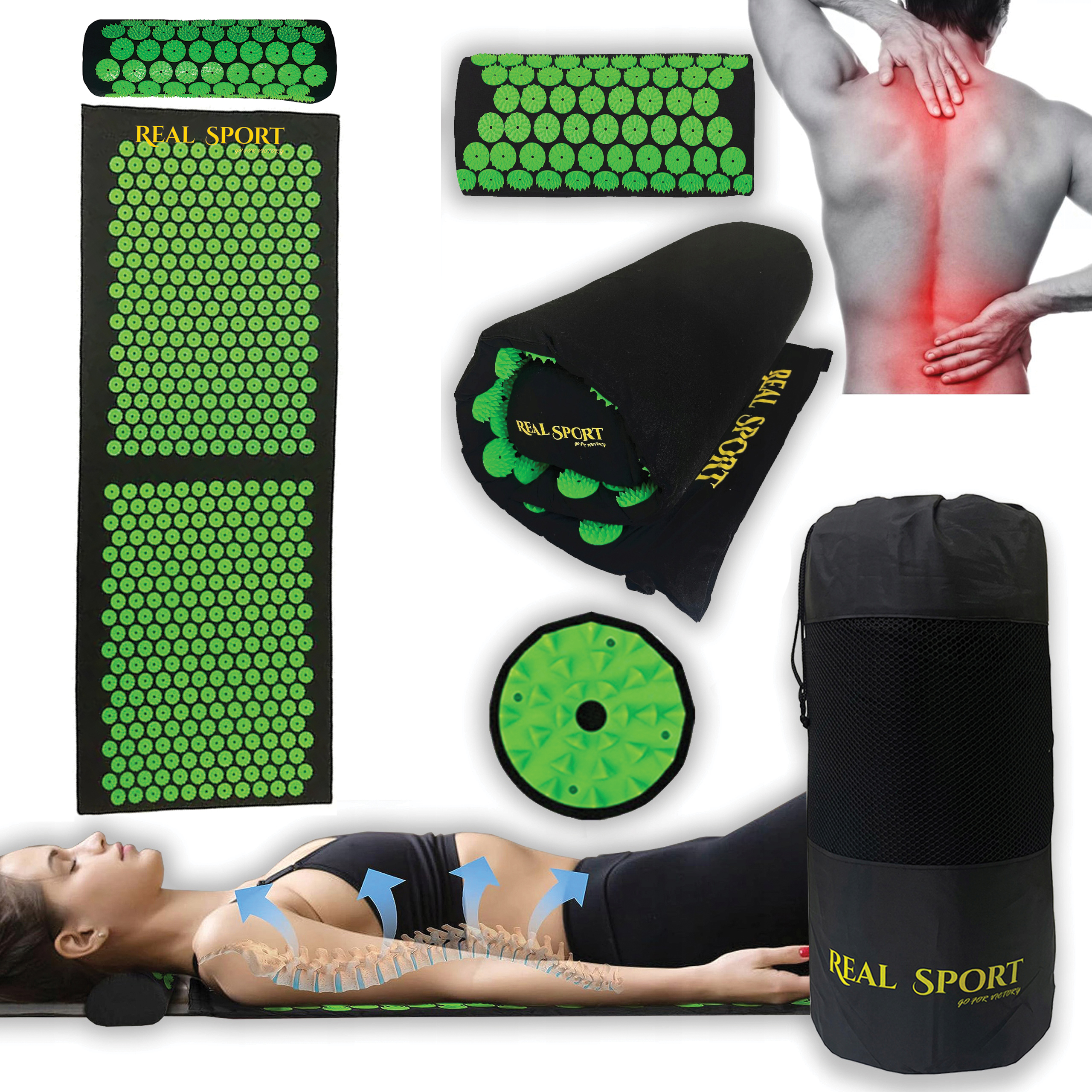 MATA DO AKUPRESURY ZESTAW Z PODUSZKĄ NA BÓL KRĘGOSŁUPA AKUMATA DUŻA XXL - obrazek 4