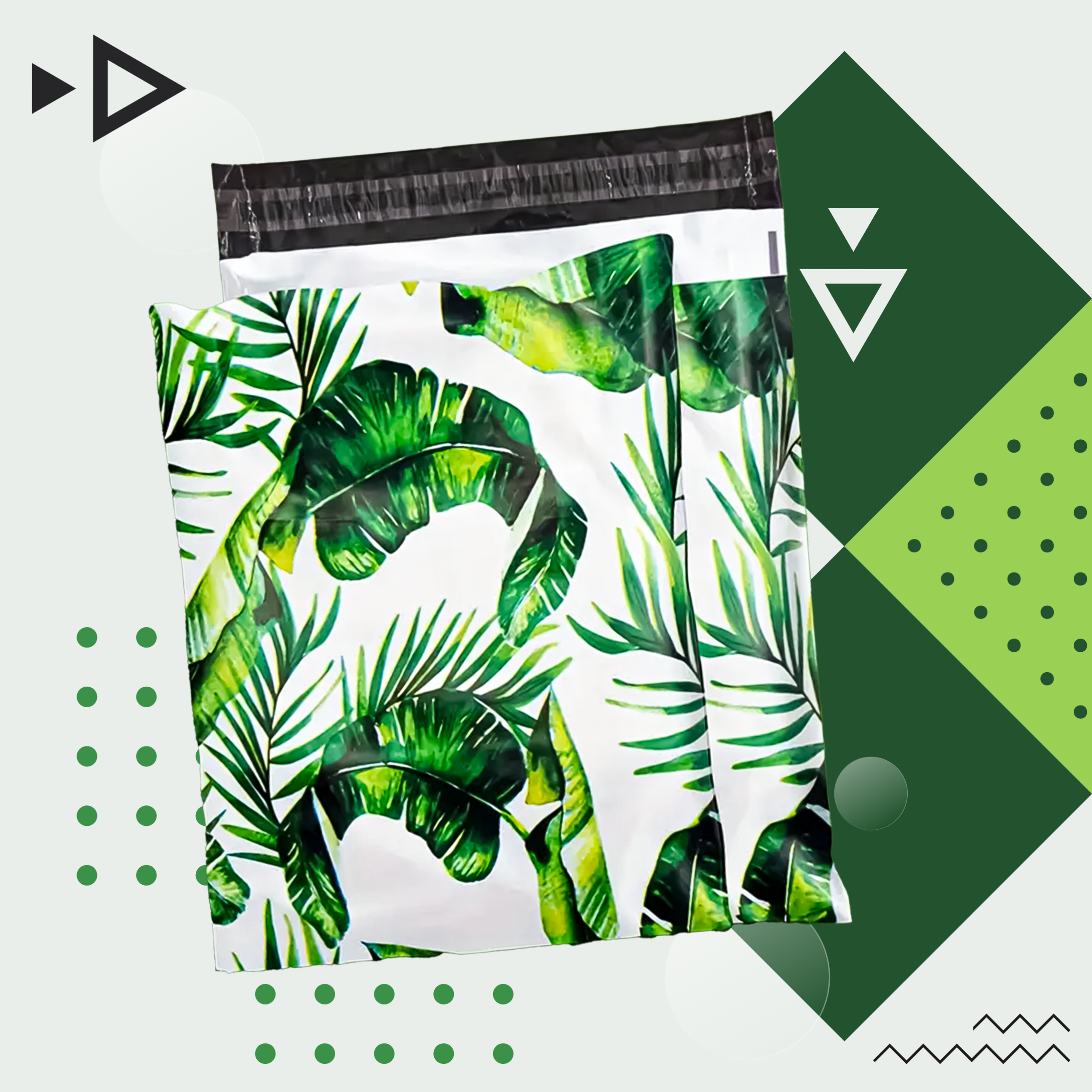 FOLIOPAKI KURIERSKIE MOCNE KOPERTY 255x370 ZIELONE LIŚCIE 50szt - obrazek 4