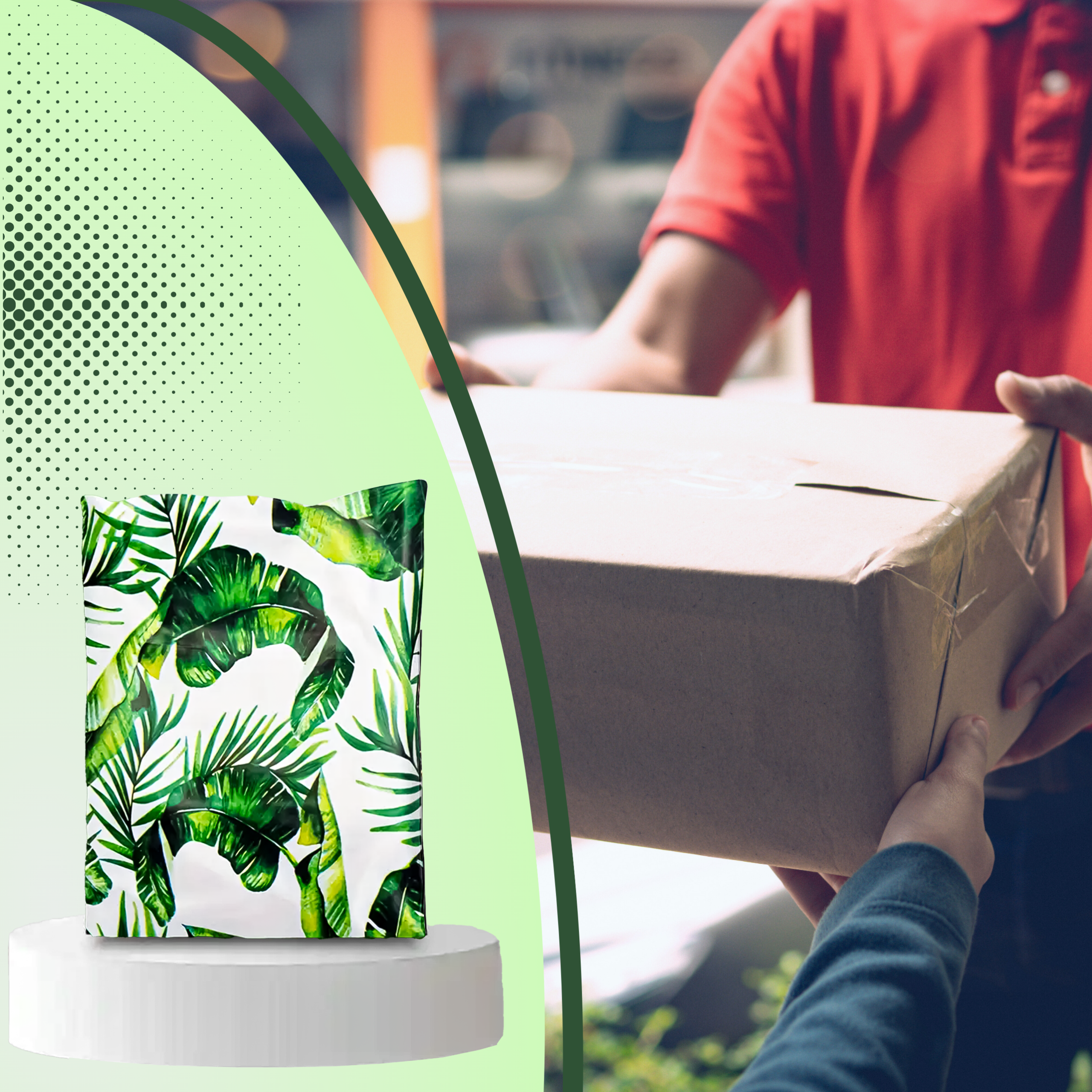 FOLIOPAKI KURIERSKIE MOCNE KOPERTY 255x370 ZIELONE LIŚCIE 50szt - obrazek 7