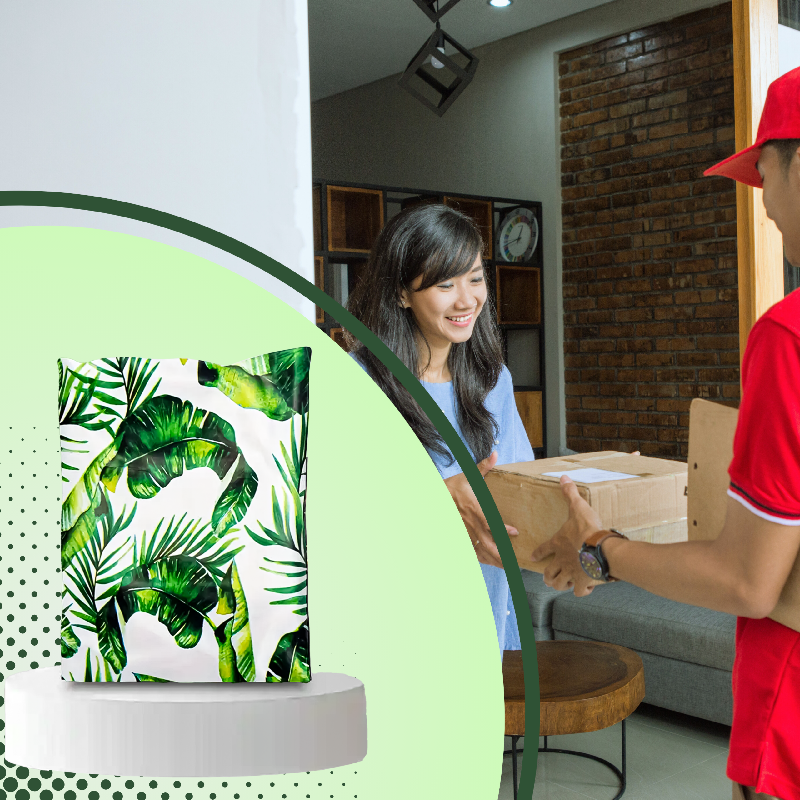 FOLIOPAKI KURIERSKIE MOCNE KOPERTY 255x370 ZIELONE LIŚCIE 50szt - obrazek 8