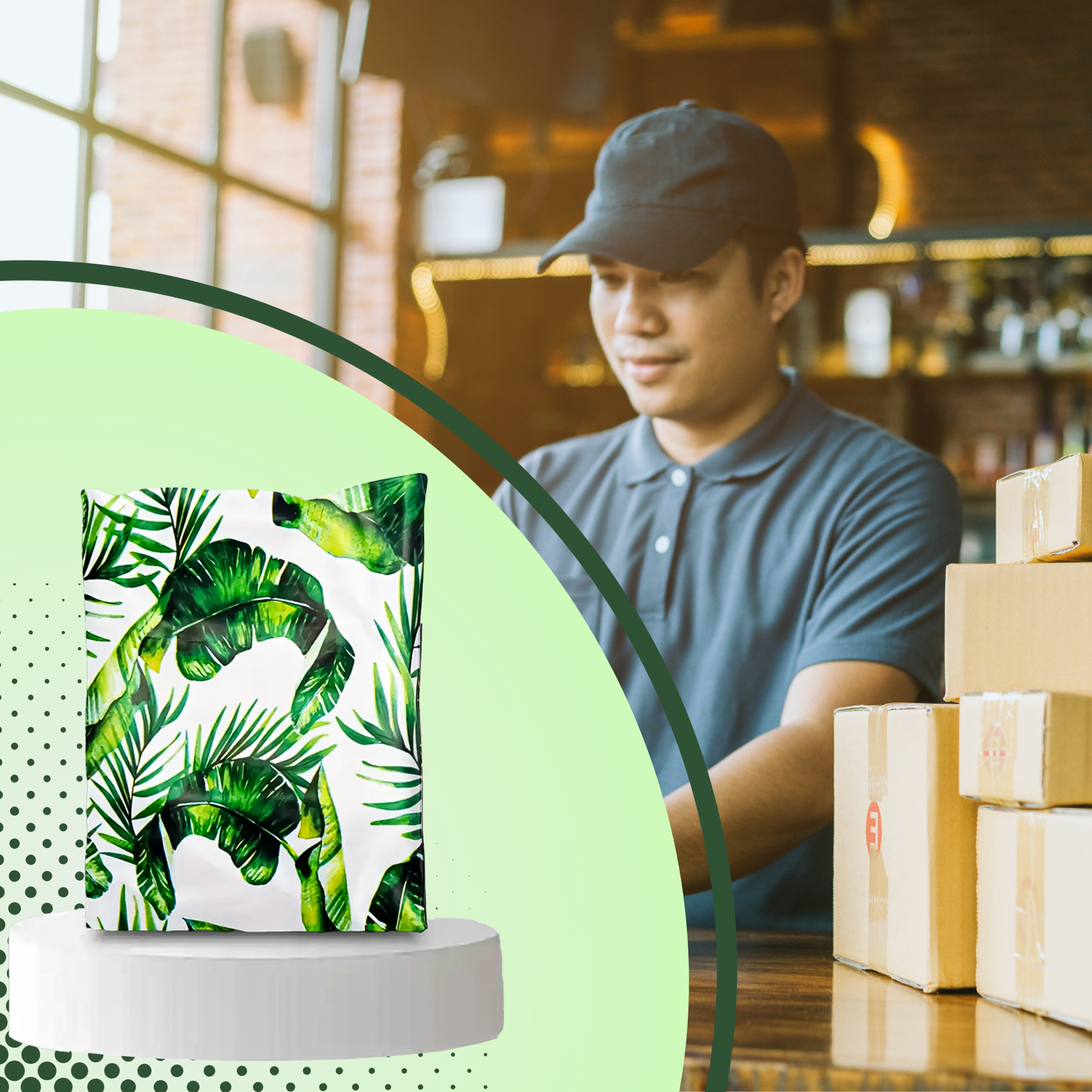 FOLIOPAKI KURIERSKIE MOCNE KOPERTY 255x370 ZIELONE LIŚCIE 50szt - obrazek 9