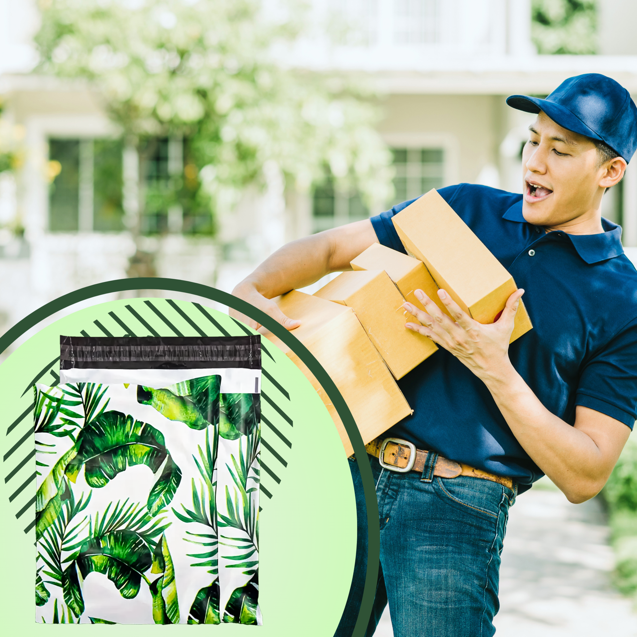 FOLIOPAKI KURIERSKIE MOCNE KOPERTY 255x370 ZIELONE LIŚCIE 50szt - obrazek 10