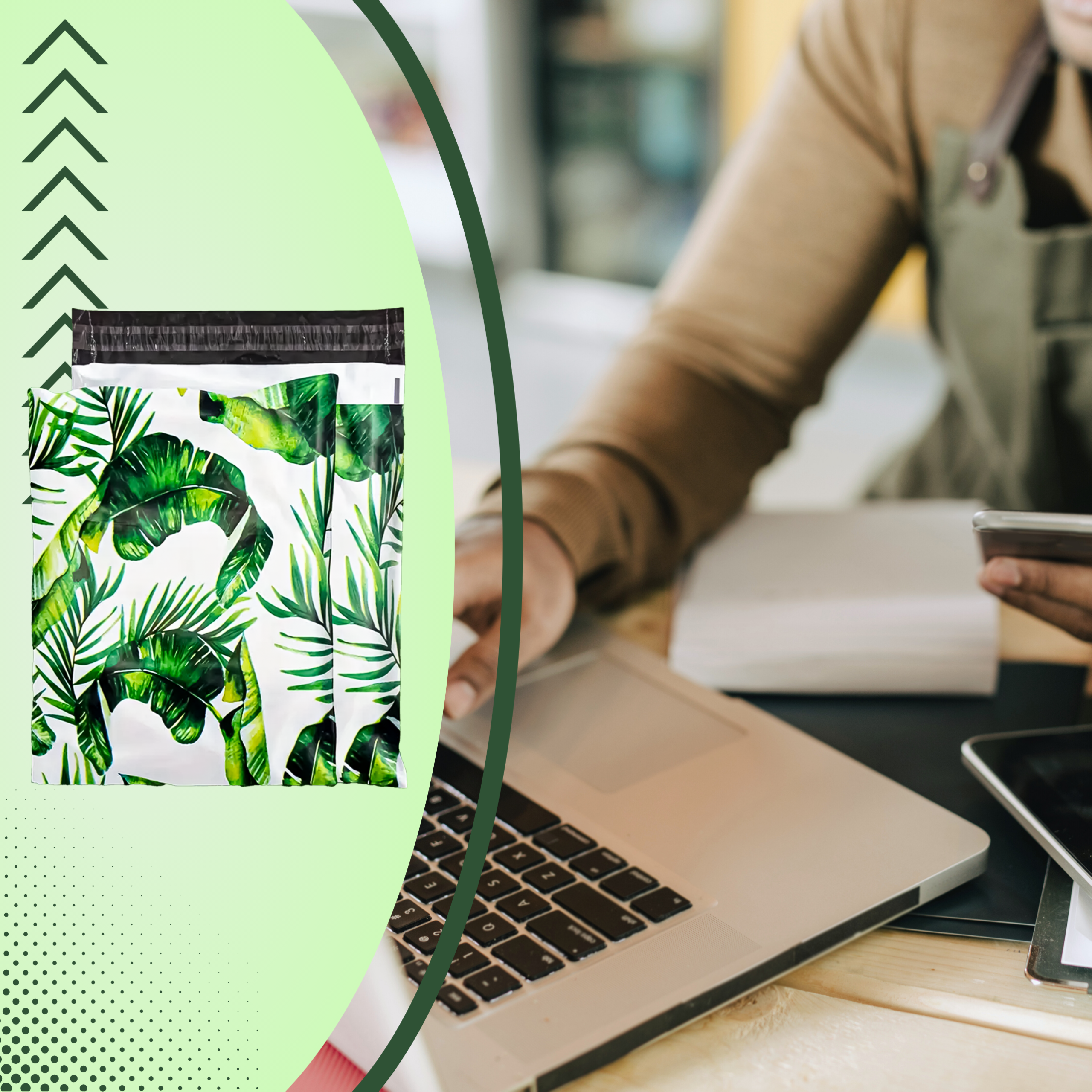 FOLIOPAKI KURIERSKIE MOCNE KOPERTY 255x370 ZIELONE LIŚCIE 50szt - obrazek 11