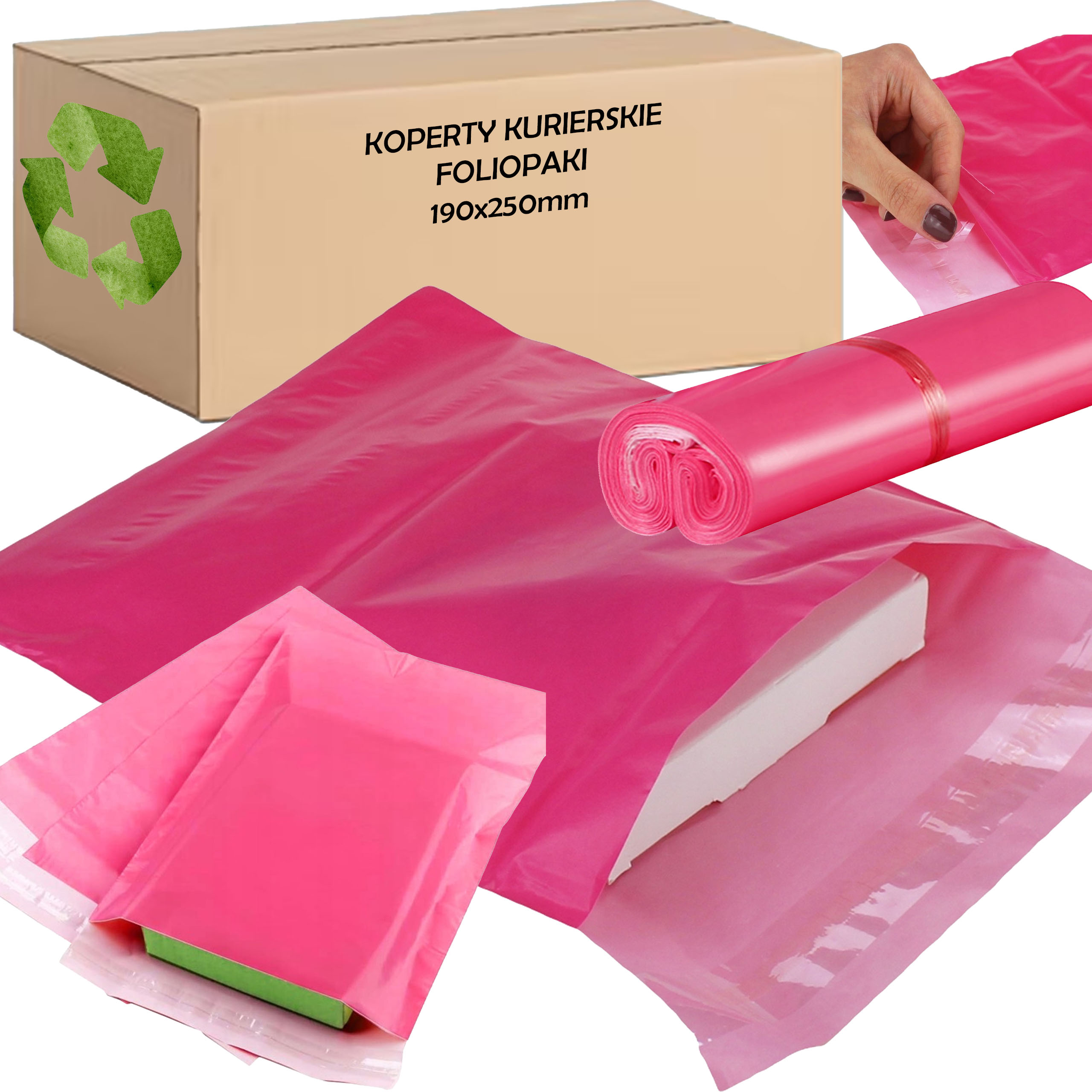 FOLIOPAKI KURIERSKIE KOPERTY RÓŻOWE CIEMNY RÓŻOWY FUKSJA 190x250 B5 50 szt - obrazek 9