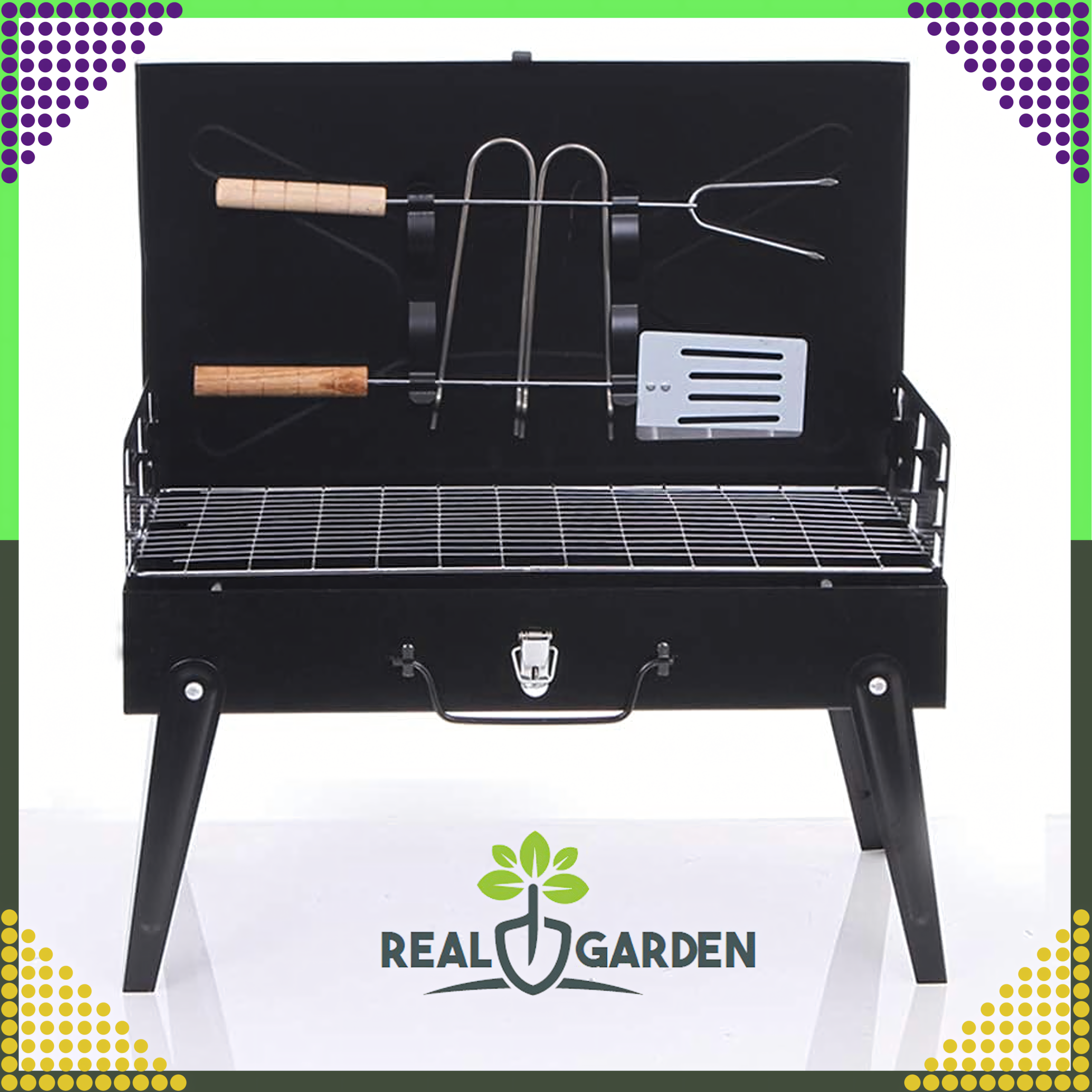 Grill Ogrodowy Turystyczny Składany Przenośny Walizka Kemping + Sztućce