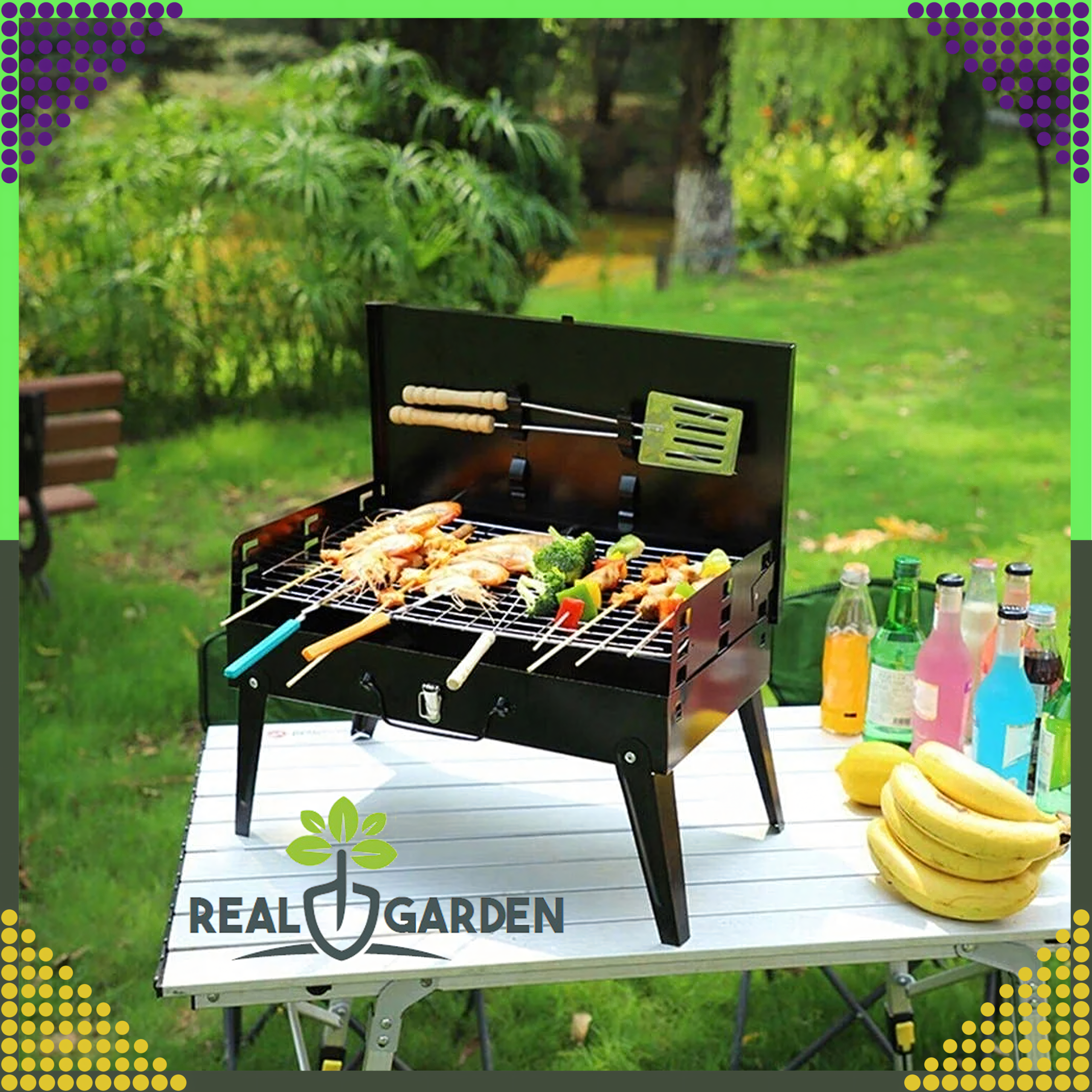 Grill Ogrodowy Turystyczny Składany Przenośny Walizka Kemping + Sztućce - obrazek 11
