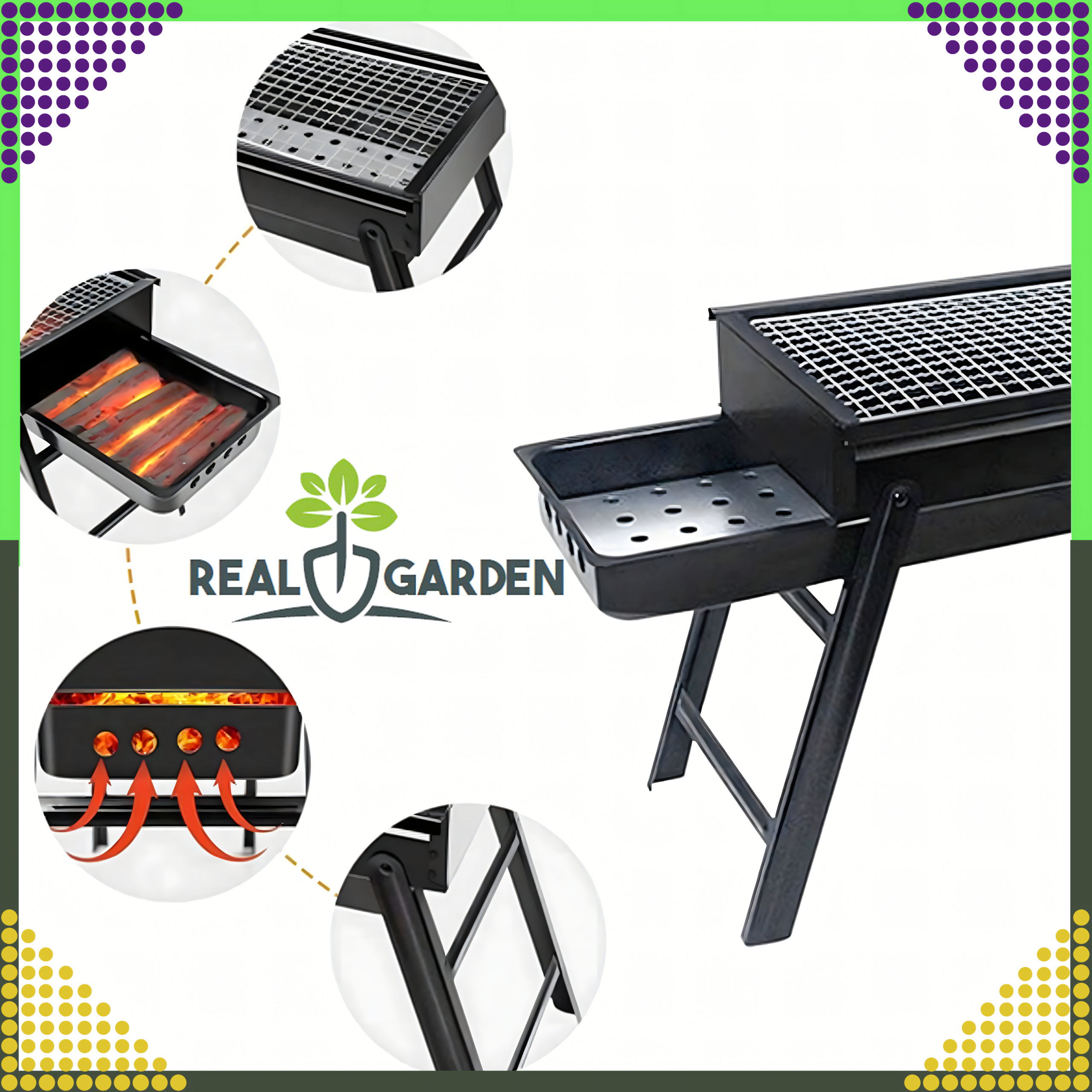 Grill Węglowy Turystyczny Składany Przenośny Ogrodowy Duży Kemping Solidny - obrazek 10