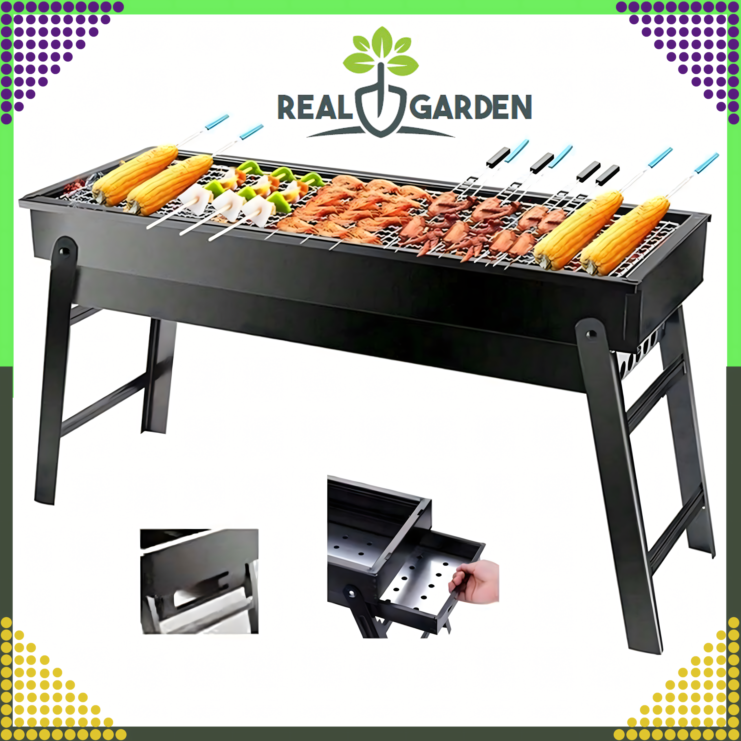 Grill Węglowy Turystyczny Składany Przenośny Ogrodowy Duży Kemping Solidny - obrazek 11