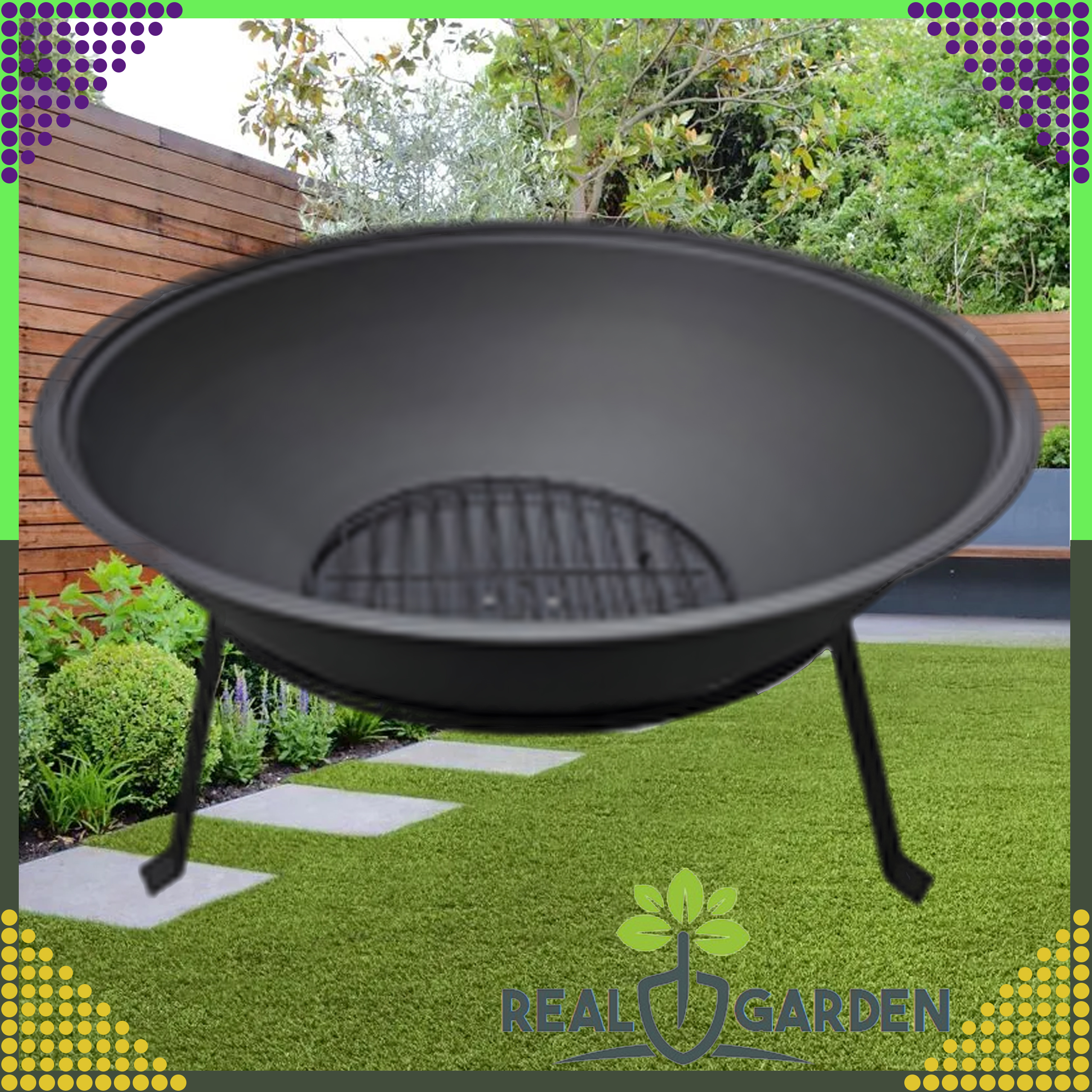 Palenisko Ogrodowe do Ogniska Brilla Kociołka Stalowe Czarne Duże 55 cm - obrazek 3