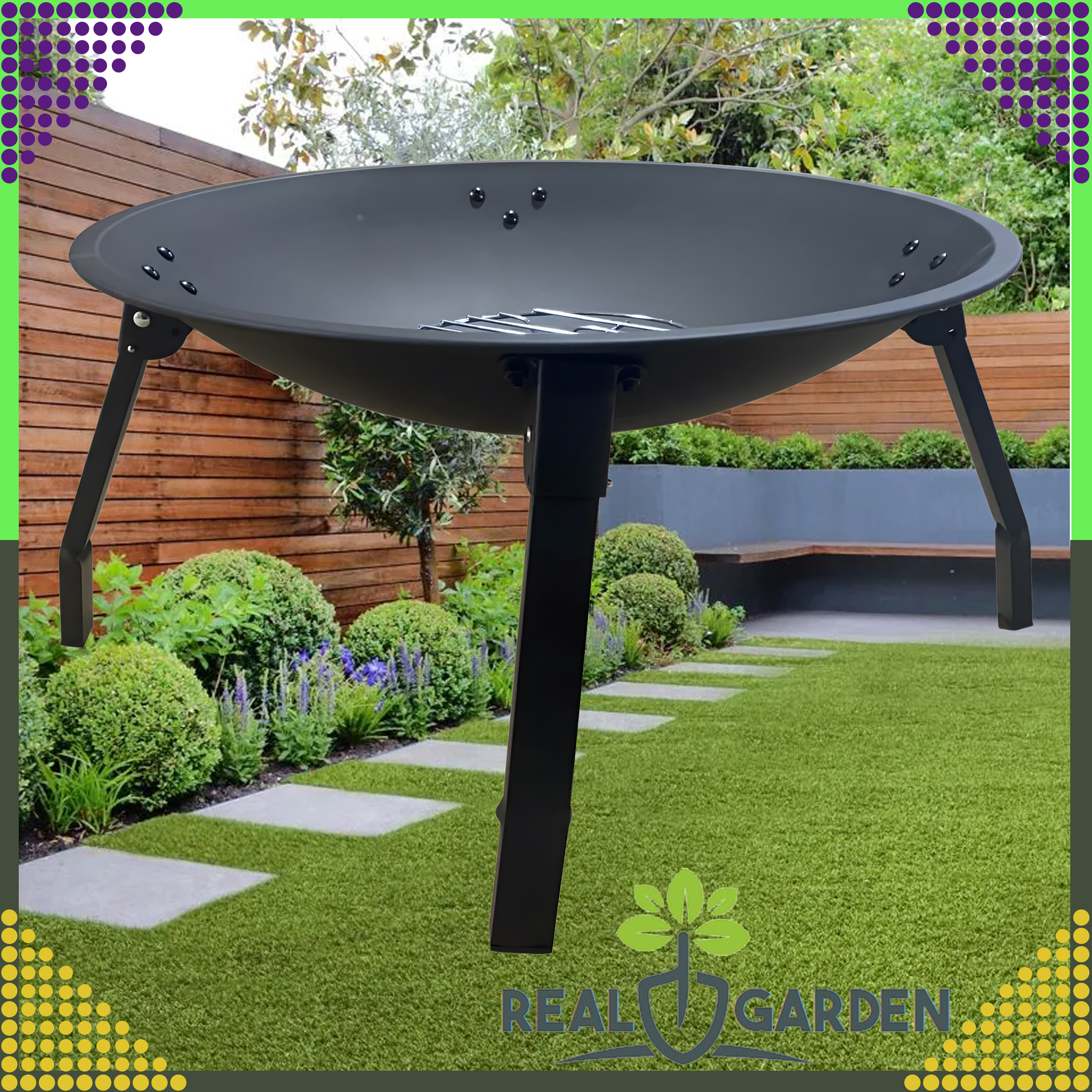 Palenisko Ogrodowe do Ogniska Brilla Kociołka Stalowe Czarne Duże 55 cm - obrazek 4