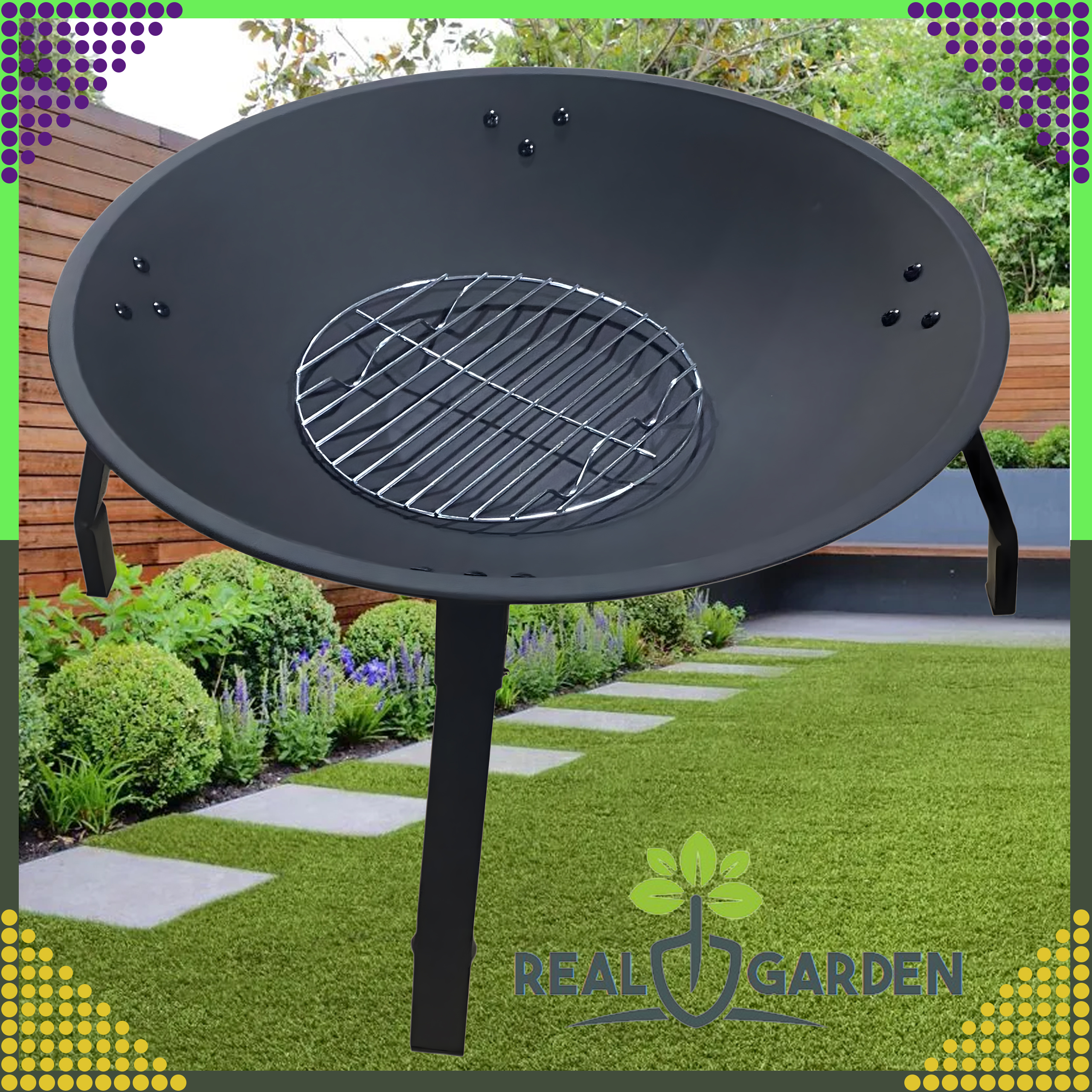 Palenisko Ogrodowe do Ogniska Brilla Kociołka Stalowe Czarne Duże 55 cm - obrazek 5