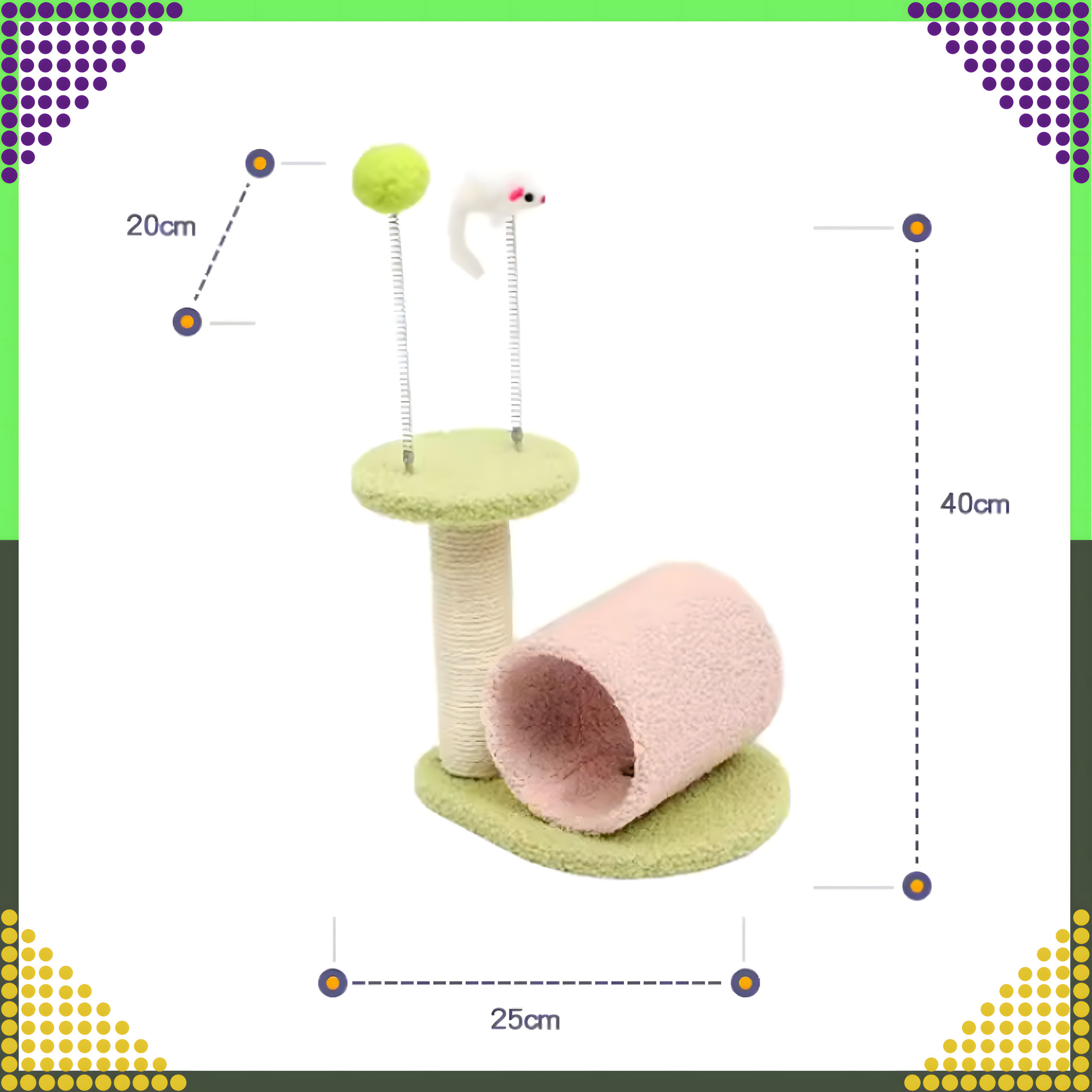 Drapak dla Kota Kotów Kociąt Tunel Legowisko Słupek do Drapania Zabawka - obrazek 3