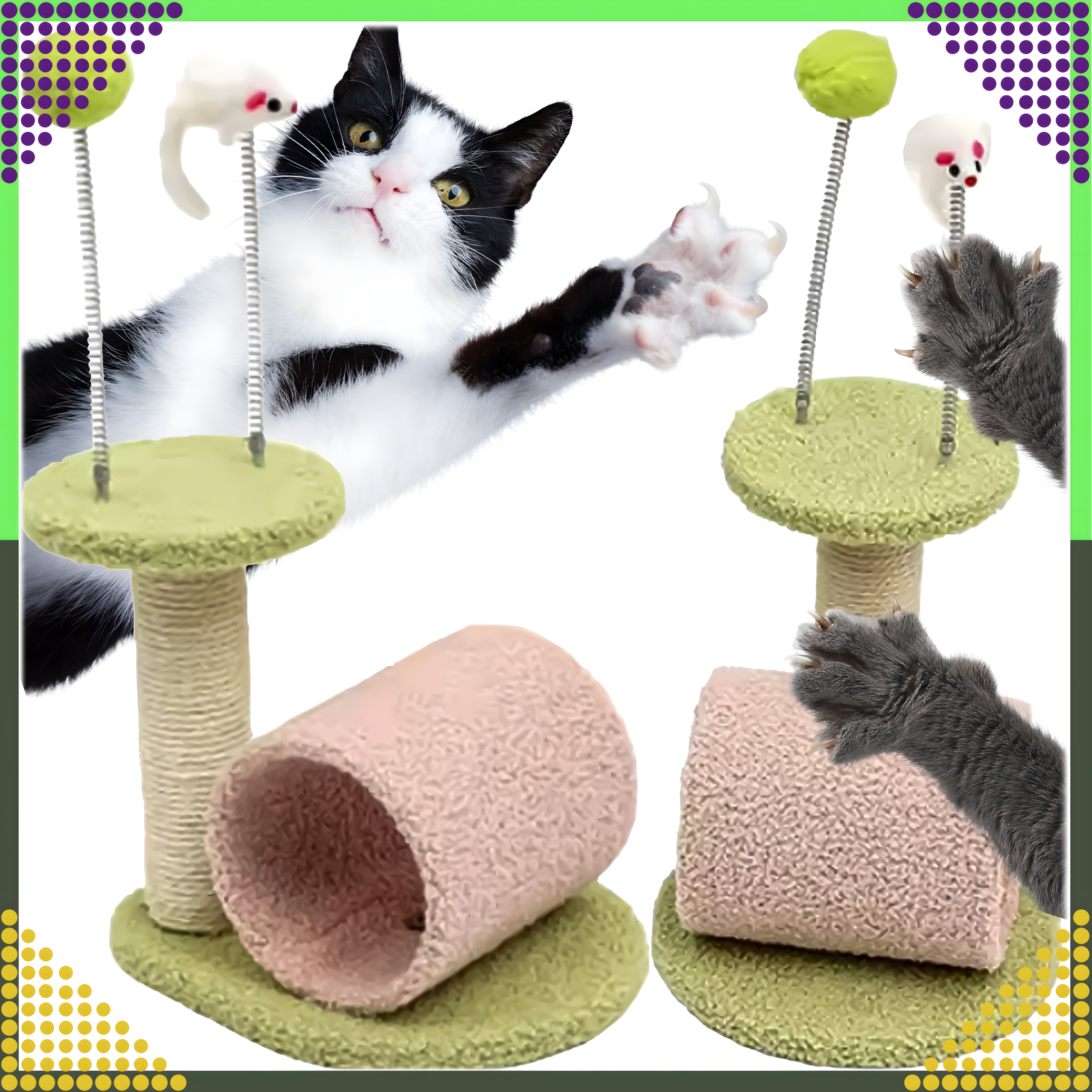 Drapak dla Kota Kotów Kociąt Tunel Legowisko Słupek do Drapania Zabawka - obrazek 8