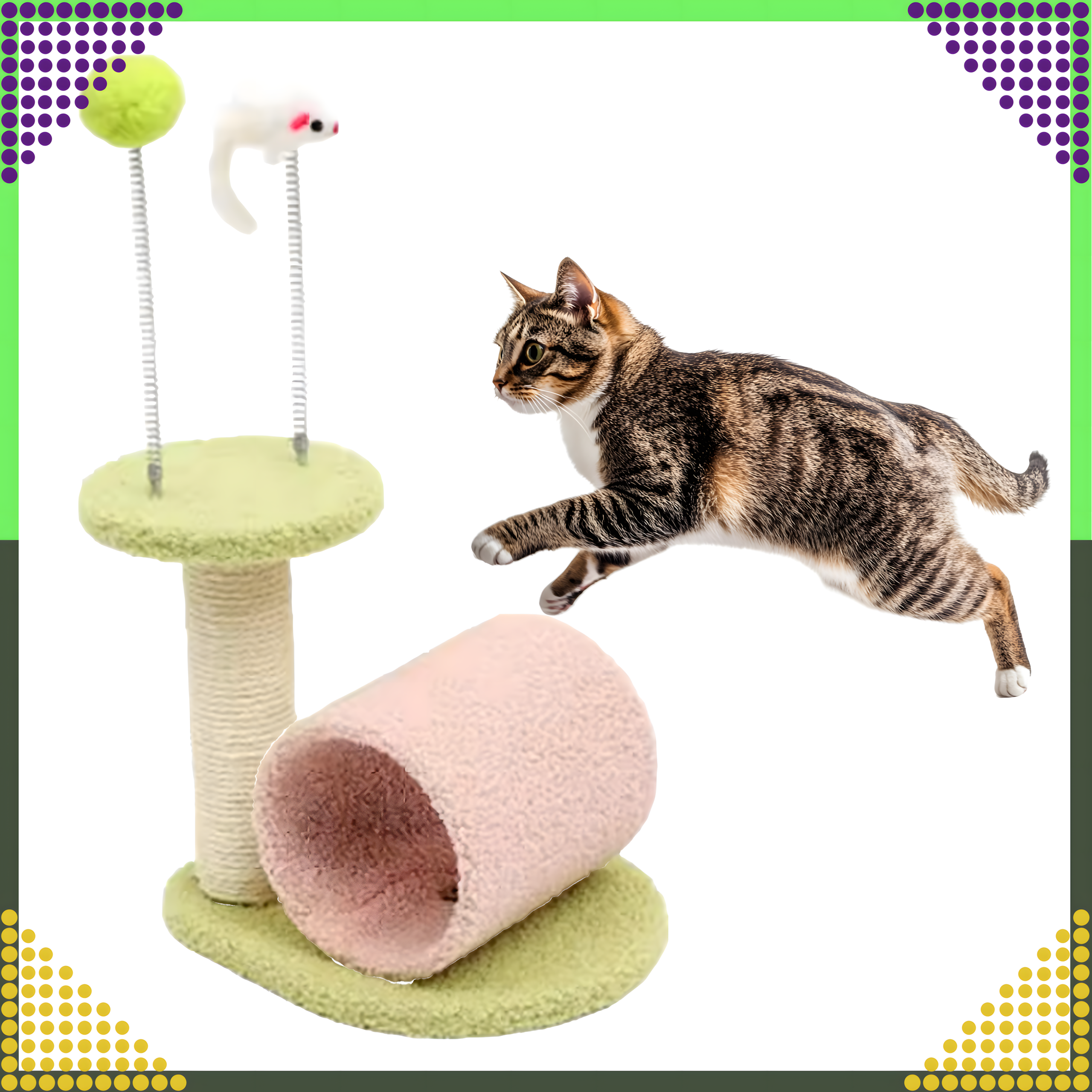 Drapak dla Kota Kotów Kociąt Tunel Legowisko Słupek do Drapania Zabawka - obrazek 9