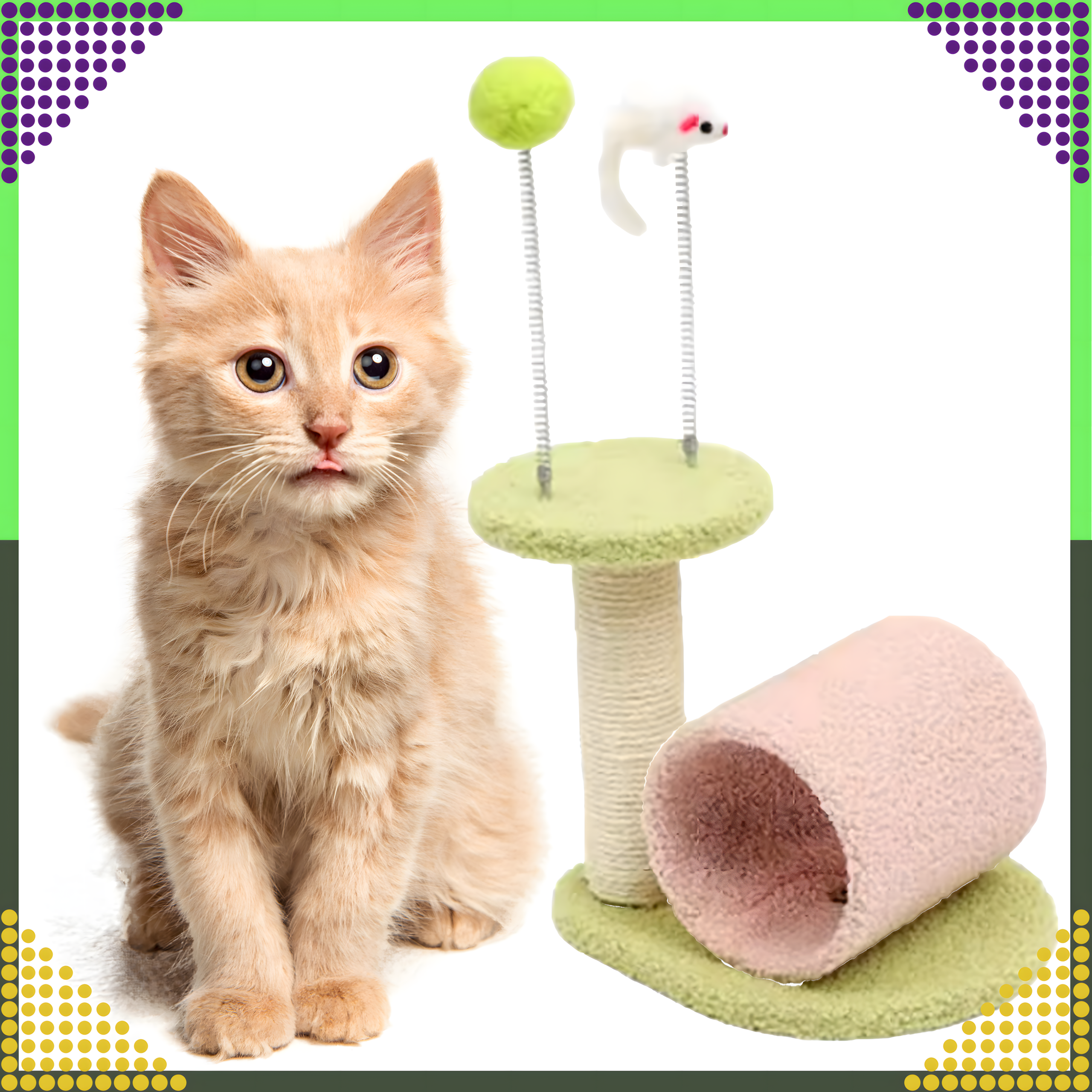 Drapak dla Kota Kotów Kociąt Tunel Legowisko Słupek do Drapania Zabawka - obrazek 10