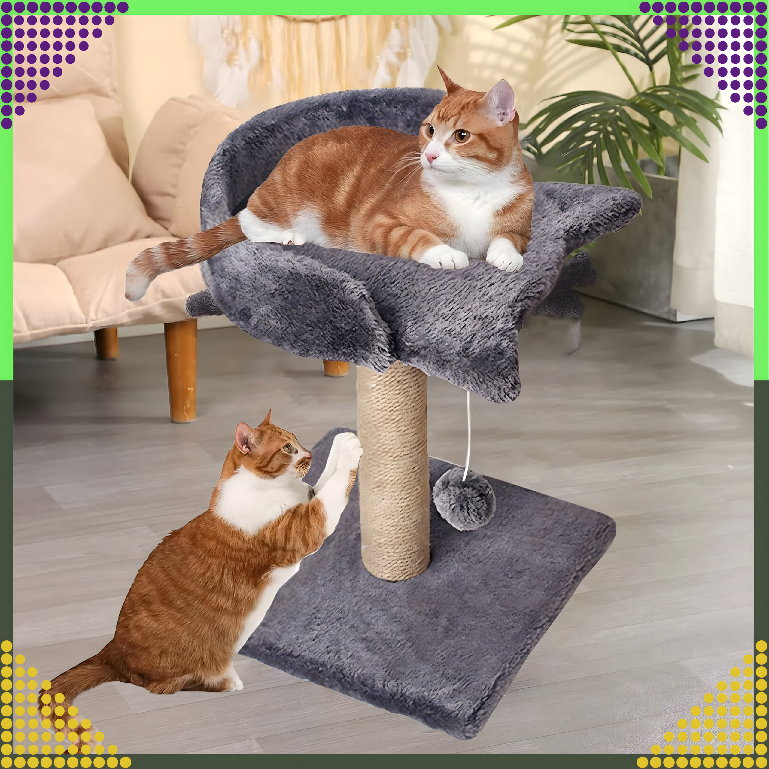 Drapak dla Kota Kotów Kociąt Legowisko Słupek do Drapania Zabawka Piłeczka - obrazek 9