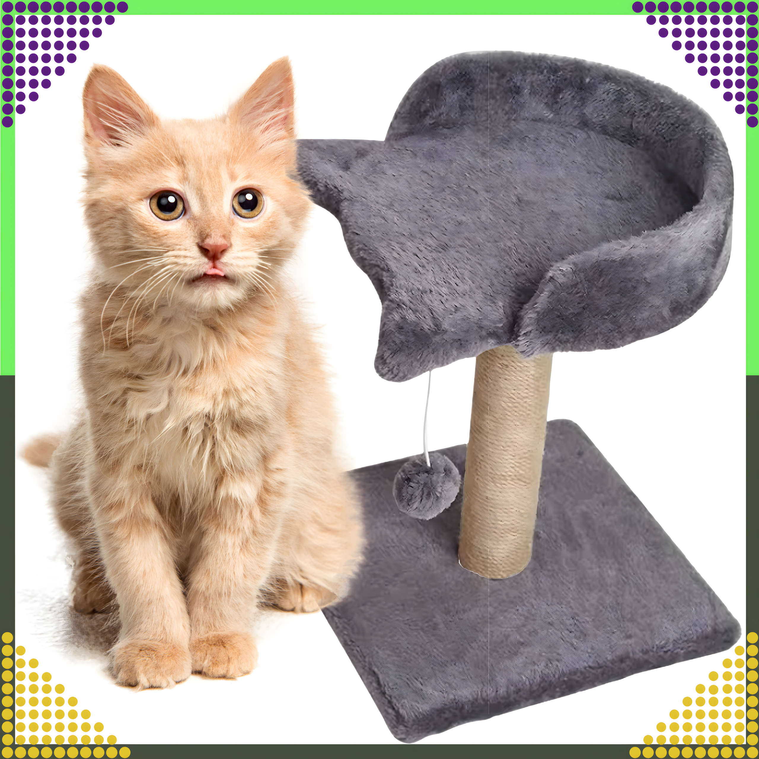 Drapak dla Kota Kotów Kociąt Legowisko Słupek do Drapania Zabawka Piłeczka - obrazek 10