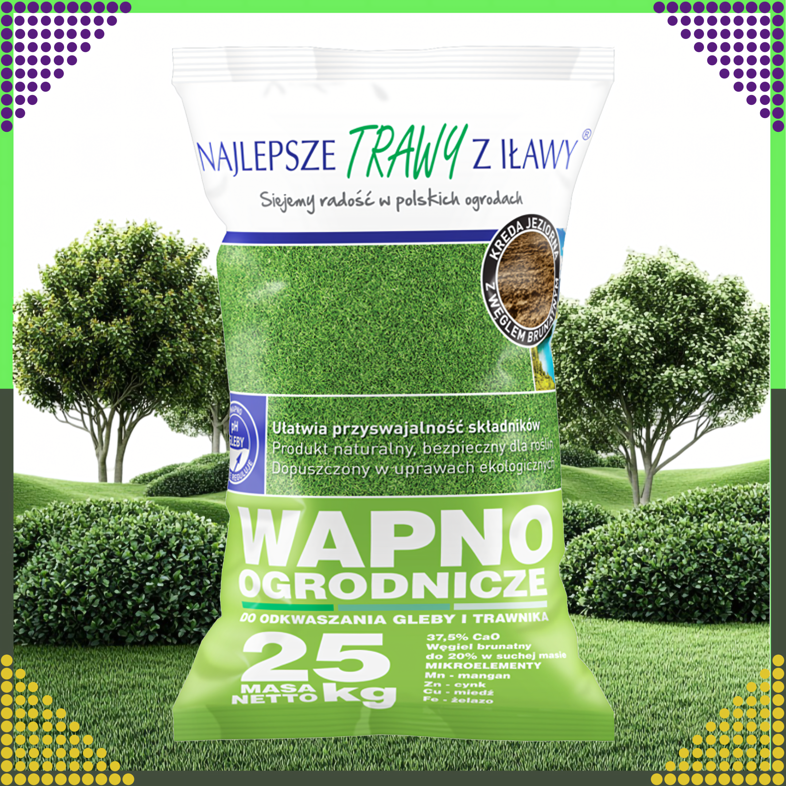 Premium wapno do odkwaszania gleby i trawnika nawóz ekologiczny worek 25kg