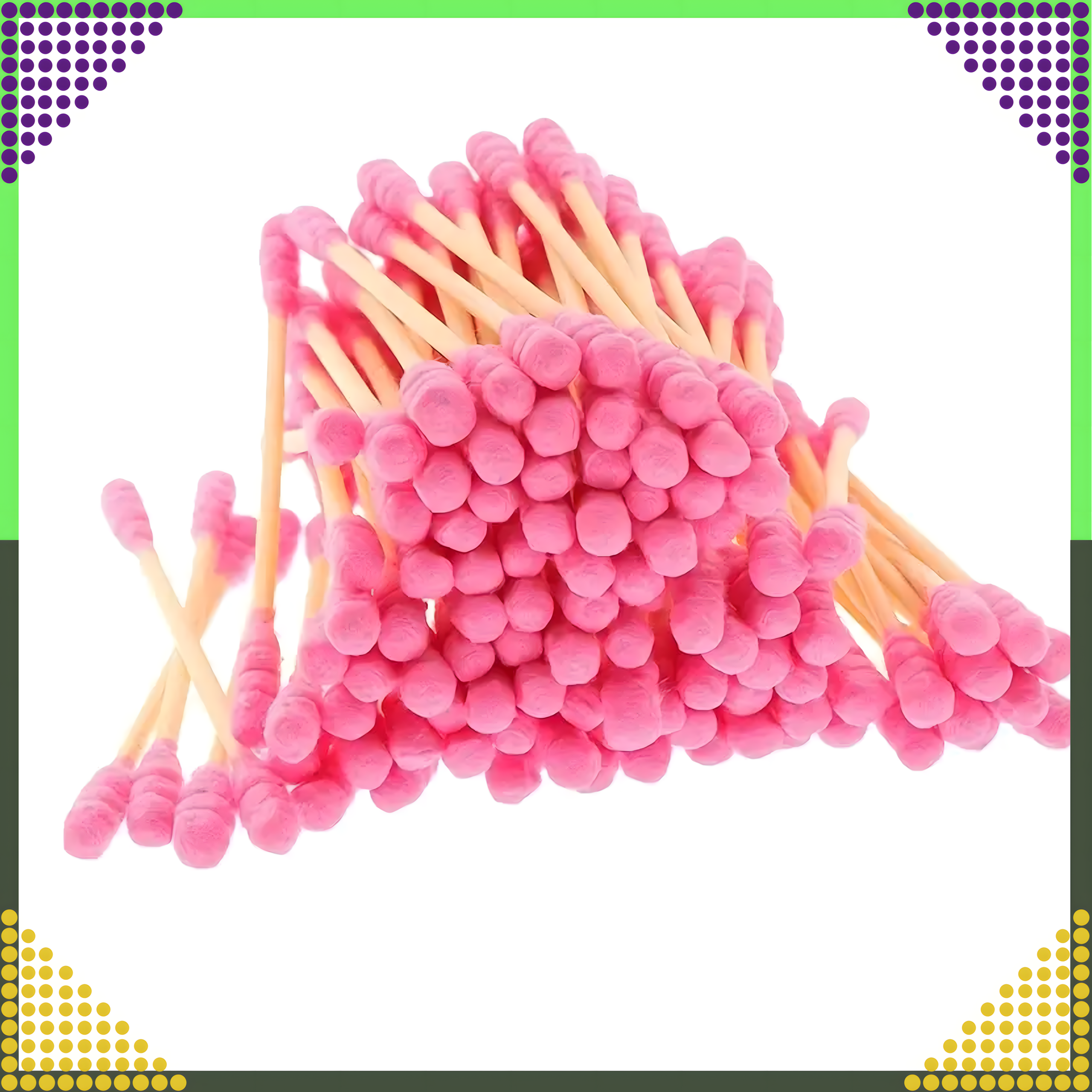 Patyczki Drewniane Higieniczne Kosmetyczne do Uszu 100 sztuk Różowe - obrazek 3