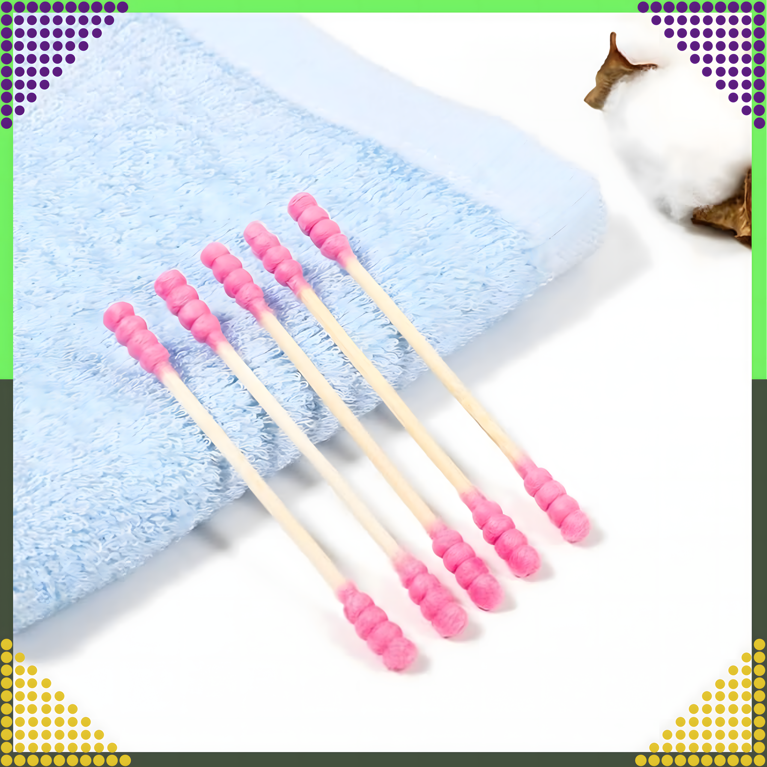 Patyczki Drewniane Higieniczne Kosmetyczne do Uszu 100 sztuk Różowe - obrazek 7