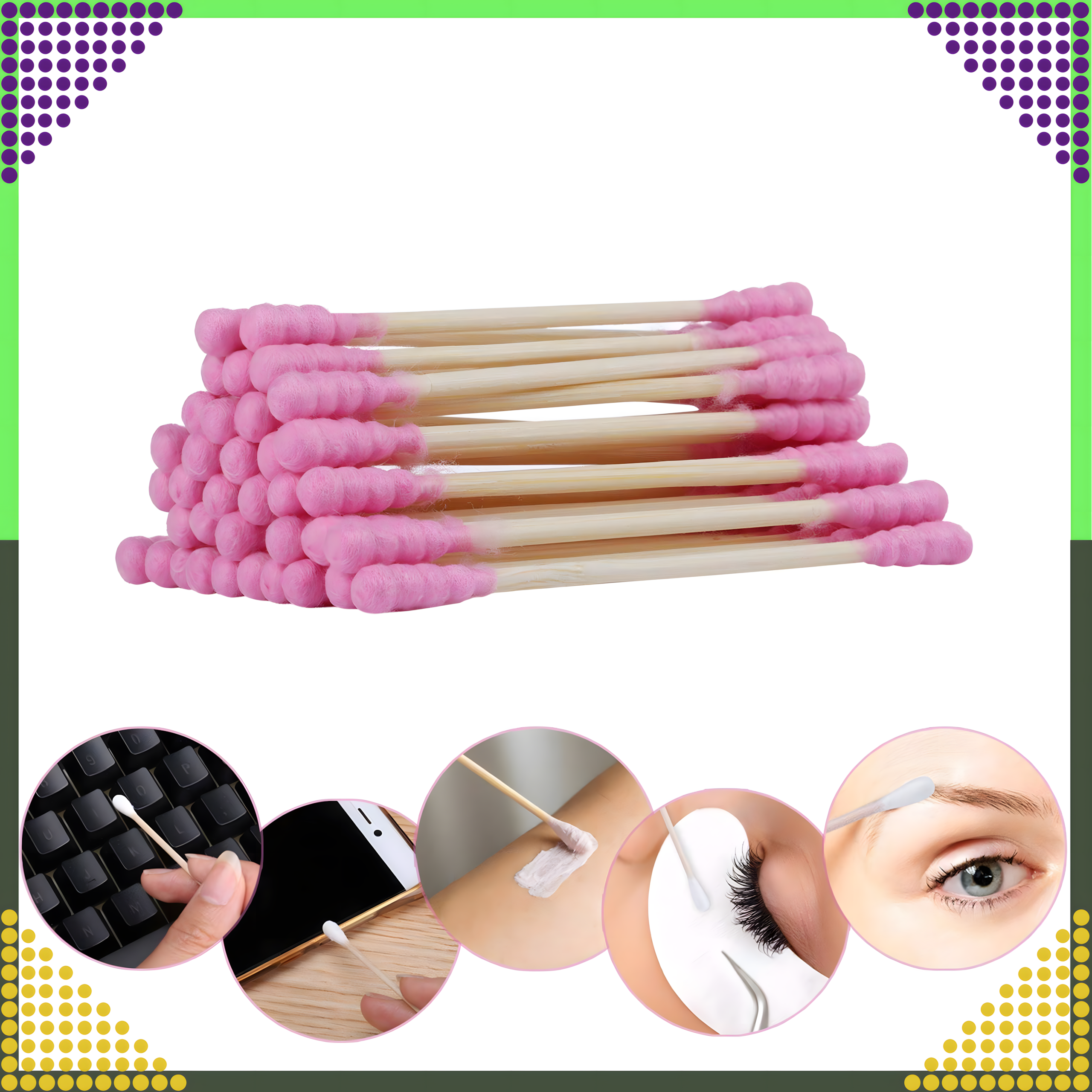 Patyczki Drewniane Higieniczne Kosmetyczne do Uszu 100 sztuk Różowe - obrazek 11