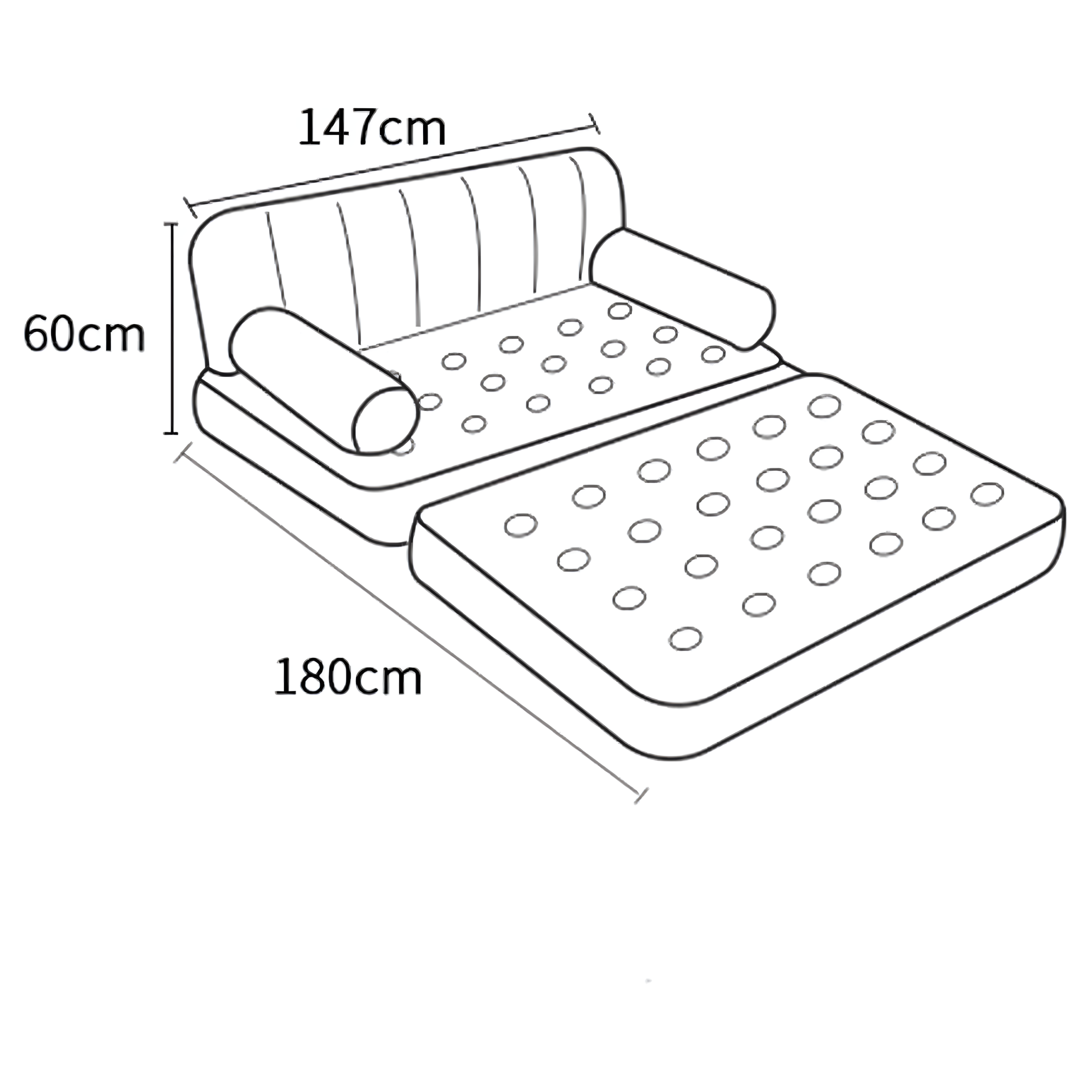 120x Materac Dmuchany Dwuosobowy Sofa Rozkładana Łóżko do Spania na Plażę Ryby - obrazek 4