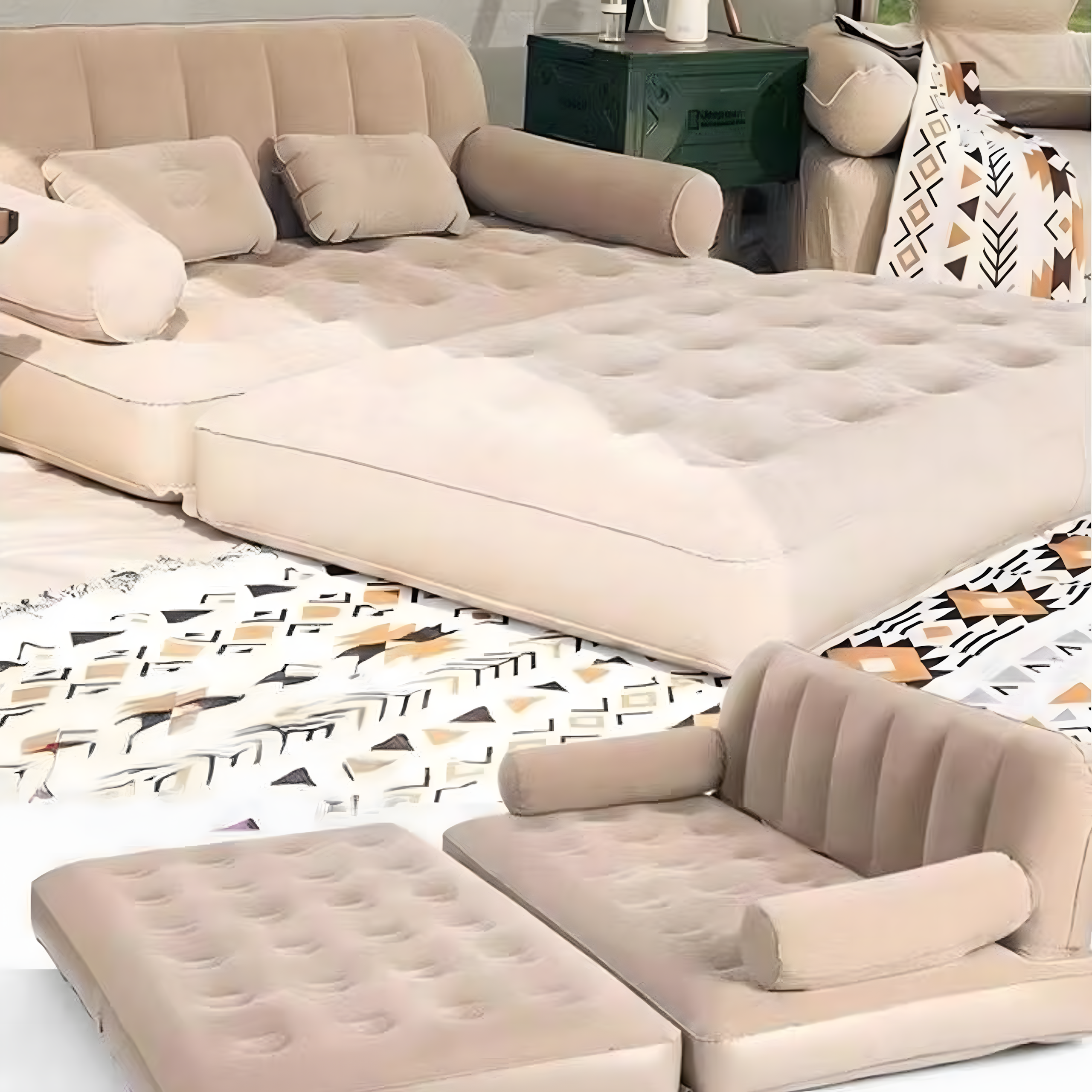 120x Materac Dmuchany Dwuosobowy Sofa Rozkładana Łóżko do Spania na Plażę Ryby - obrazek 9
