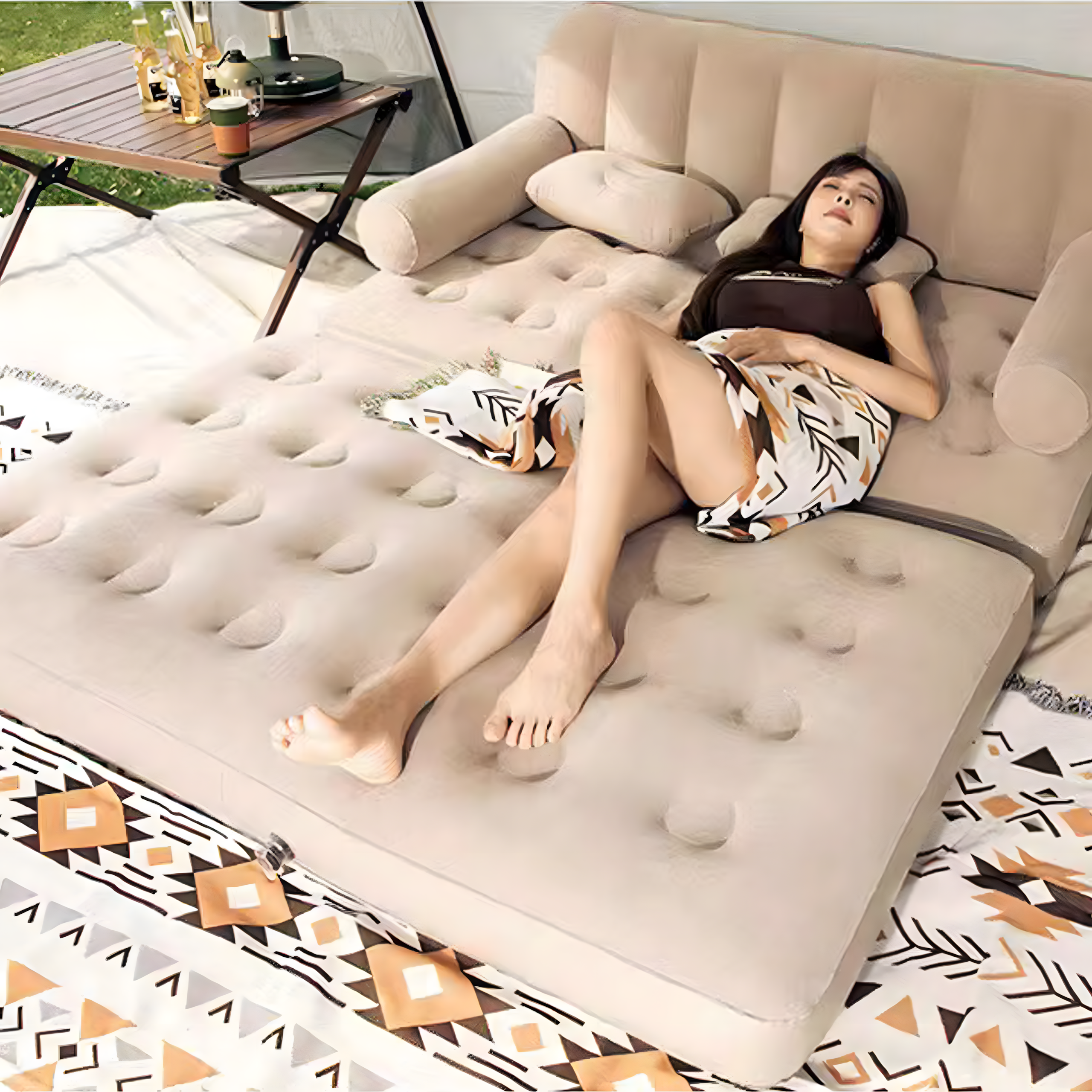 120x Materac Dmuchany Dwuosobowy Sofa Rozkładana Łóżko do Spania na Plażę Ryby - obrazek 11