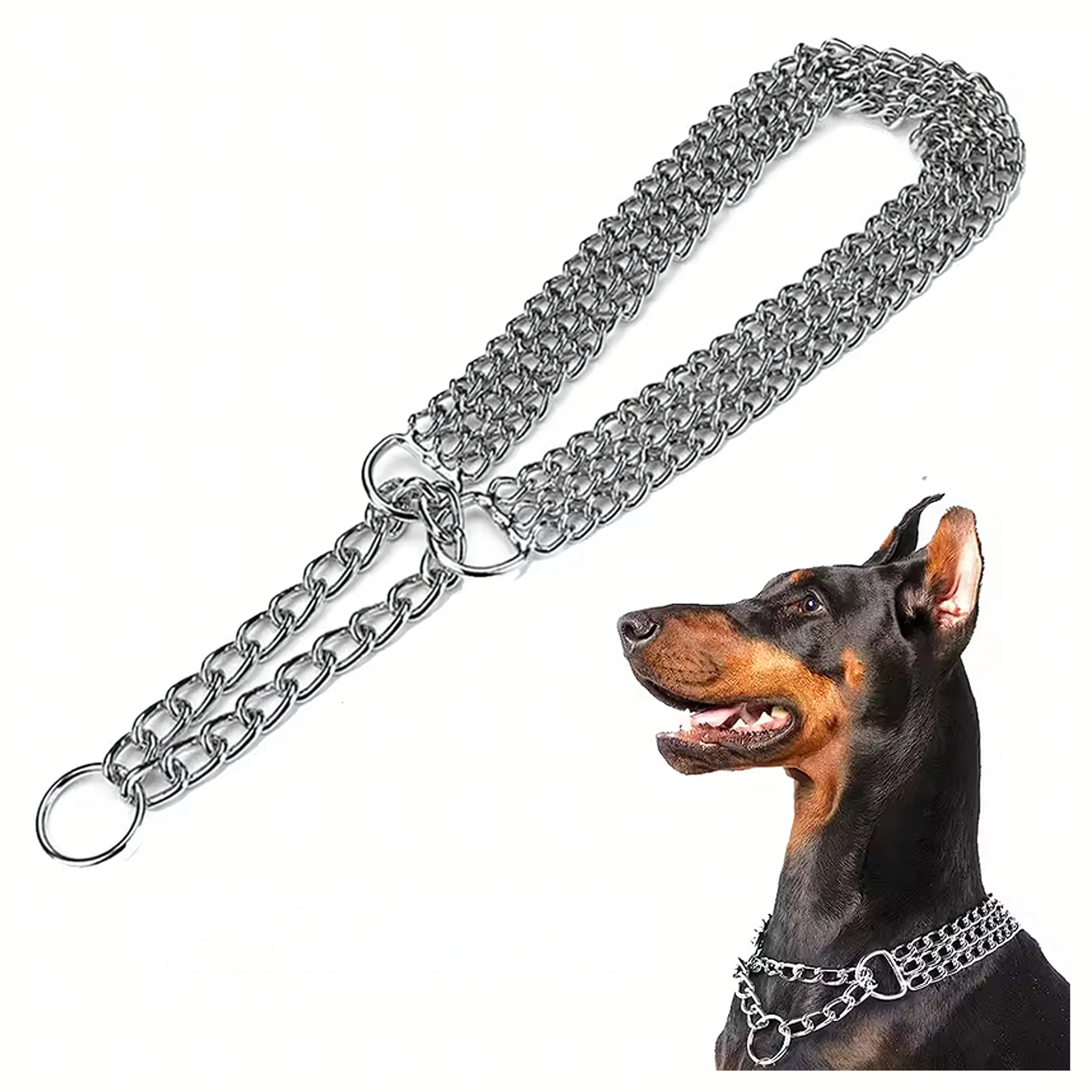 Mocna Obroża Zaciskowa Metalowa Łańcuszkowa 3 Rzędy dla Psa 45 cm Łańcuch - obrazek 7