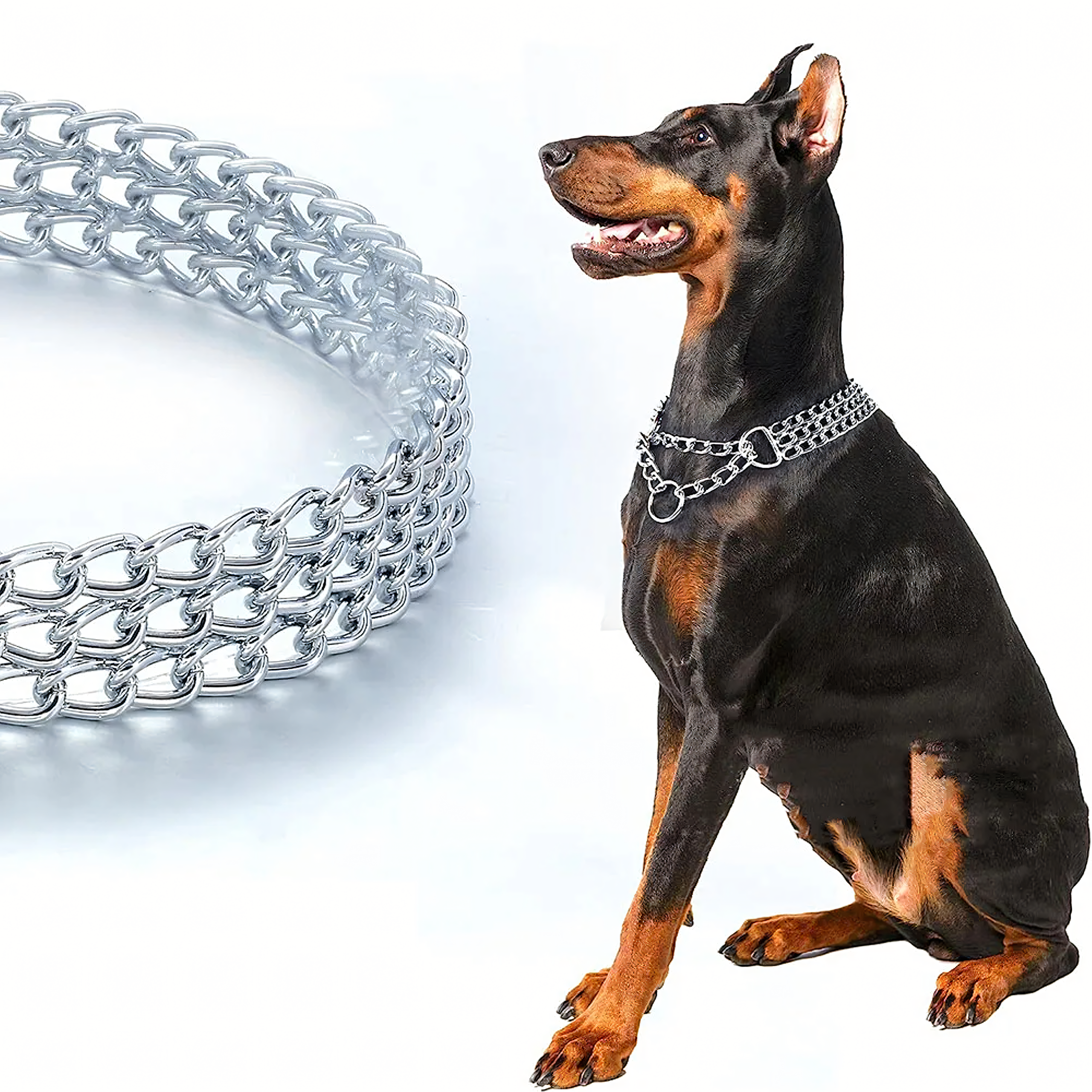 Mocna Obroża Zaciskowa Metalowa Łańcuszkowa 3 Rzędy dla Psa 45 cm Łańcuch - obrazek 10