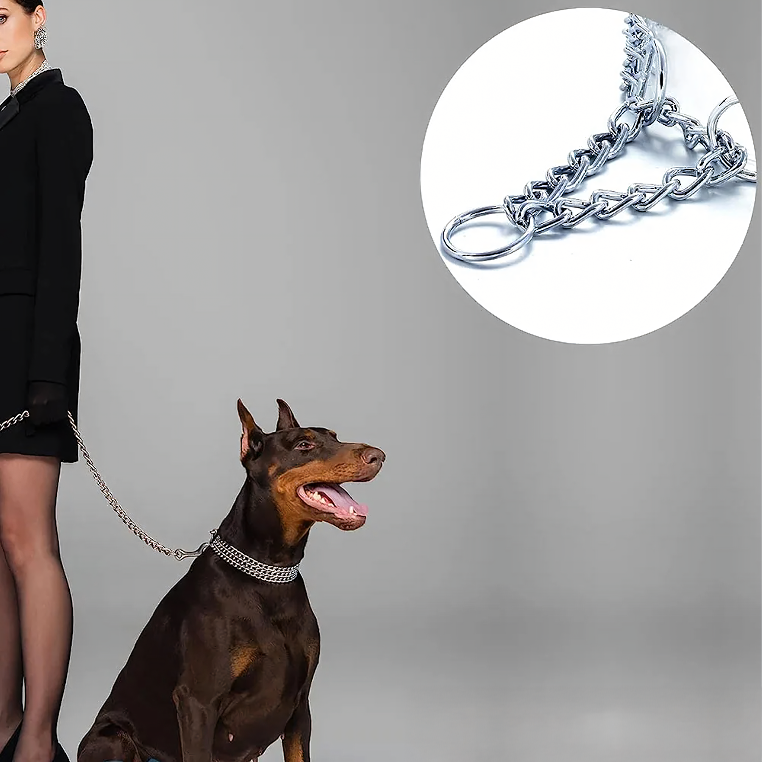 Mocna Obroża Zaciskowa Metalowa Łańcuszkowa 3 Rzędy dla Psa 45 cm Łańcuch - obrazek 11