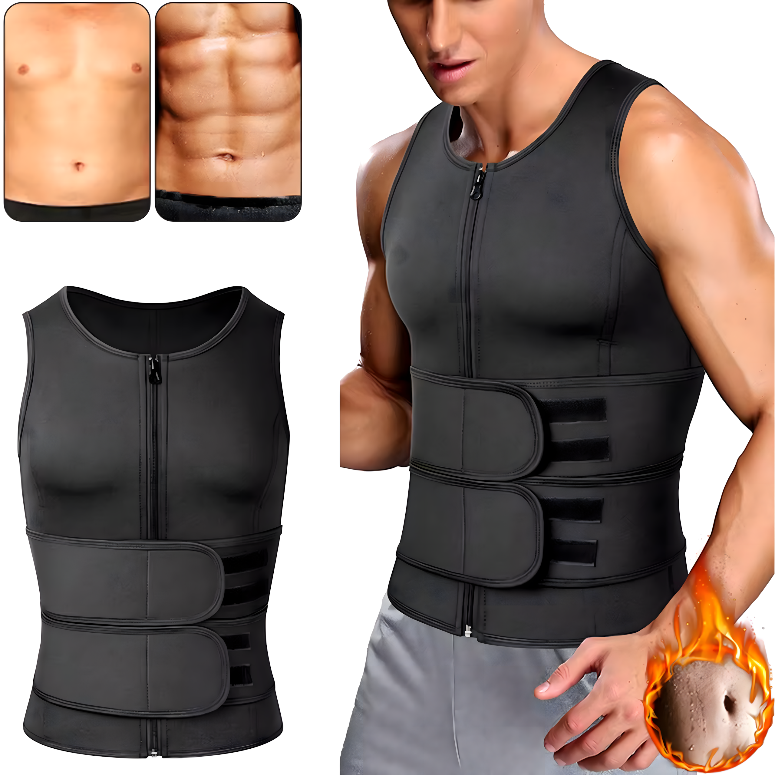 KAMIZELKA NEOPRENOWA FITNESS MĘSKA ODCHUDZAJĄCA SPORTOWA TRENINGOWA SAUNA S - obrazek 4