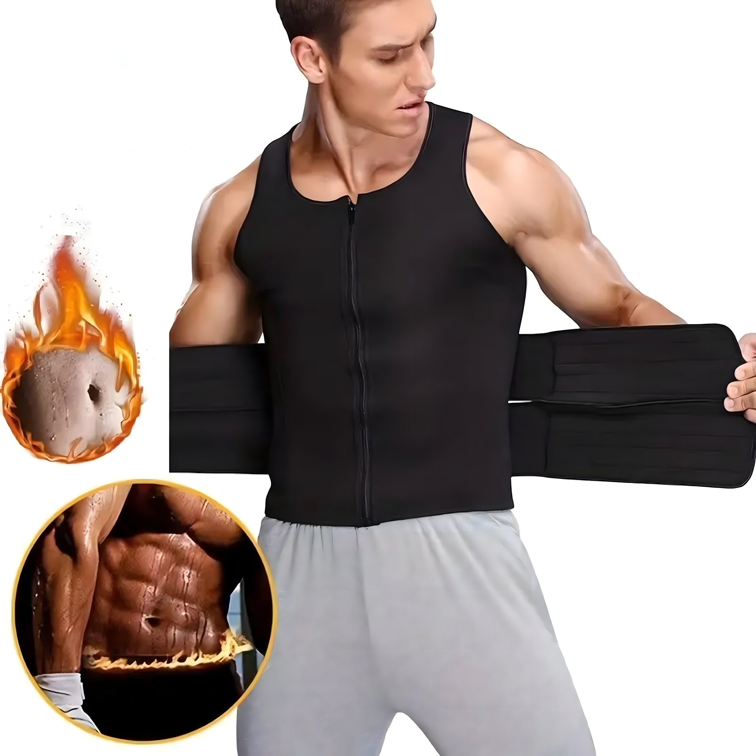 KAMIZELKA NEOPRENOWA FITNESS MĘSKA ODCHUDZAJĄCA SPORTOWA TRENINGOWA SAUNA M - obrazek 7