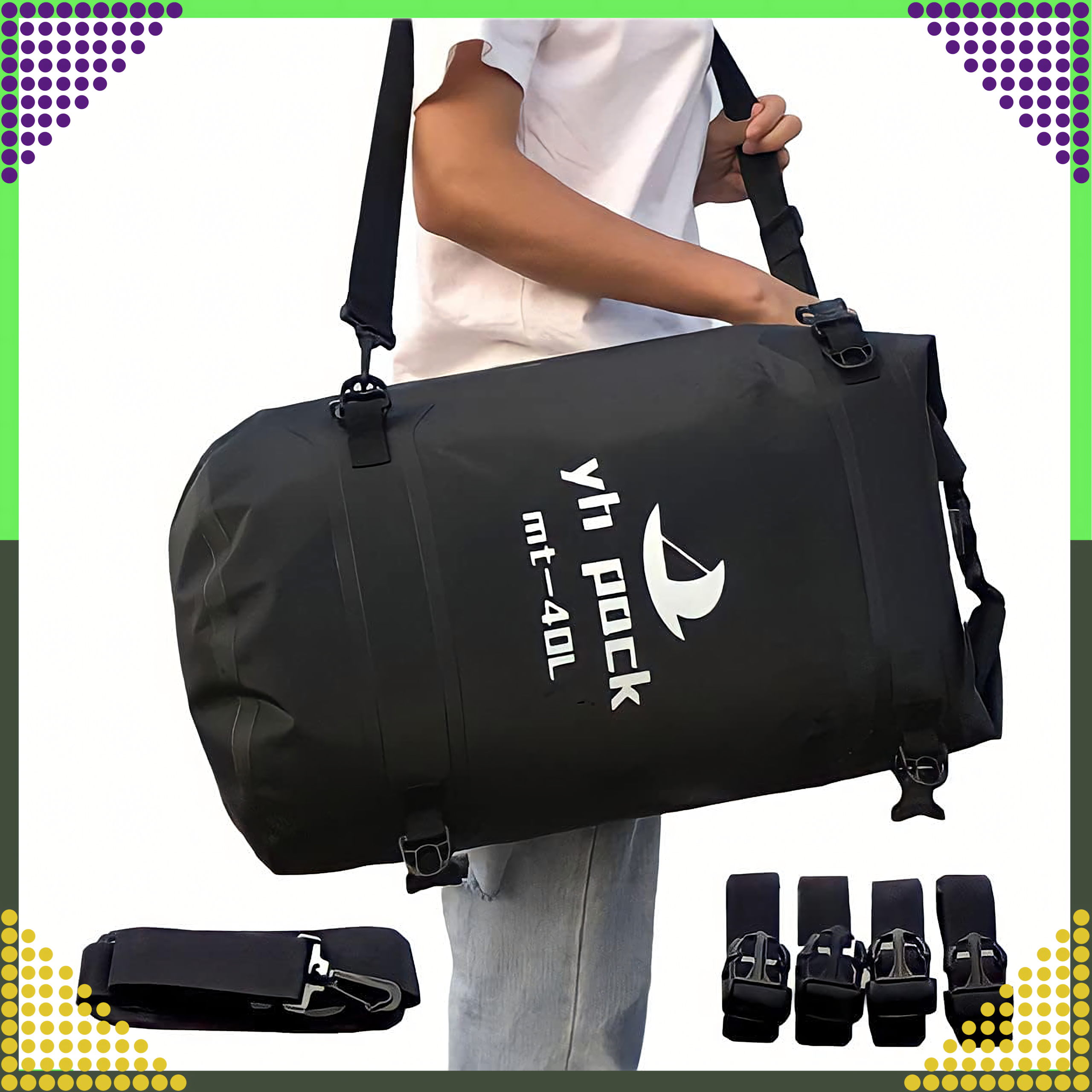 Wodoodporna Torba Motocyklowa na Motor Rower Ramię Sakwa Bagażowa 40L - obrazek 3