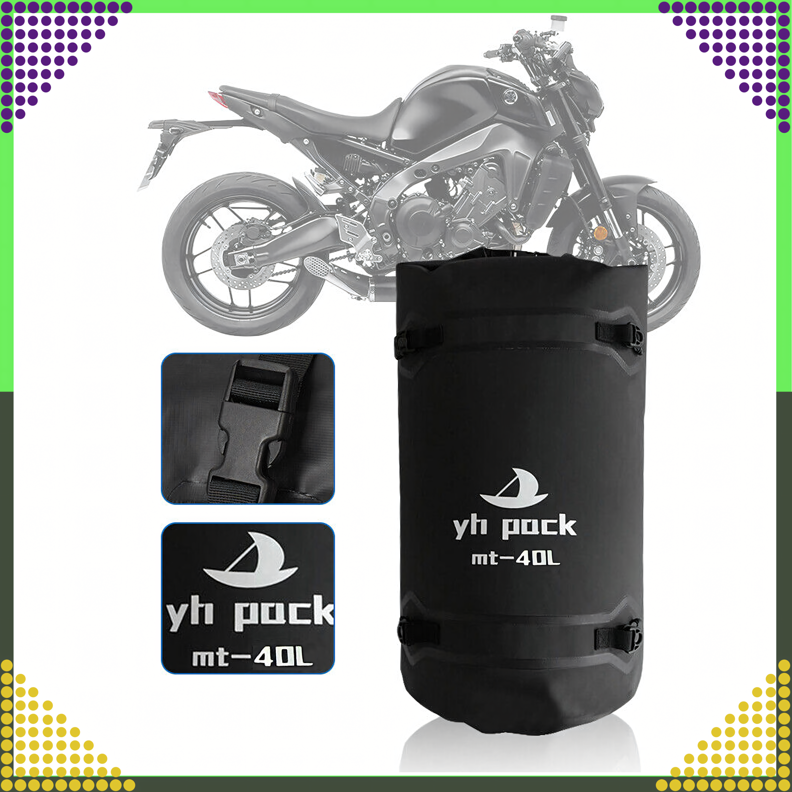Wodoodporna Torba Motocyklowa na Motor Rower Ramię Sakwa Bagażowa 40L - obrazek 4