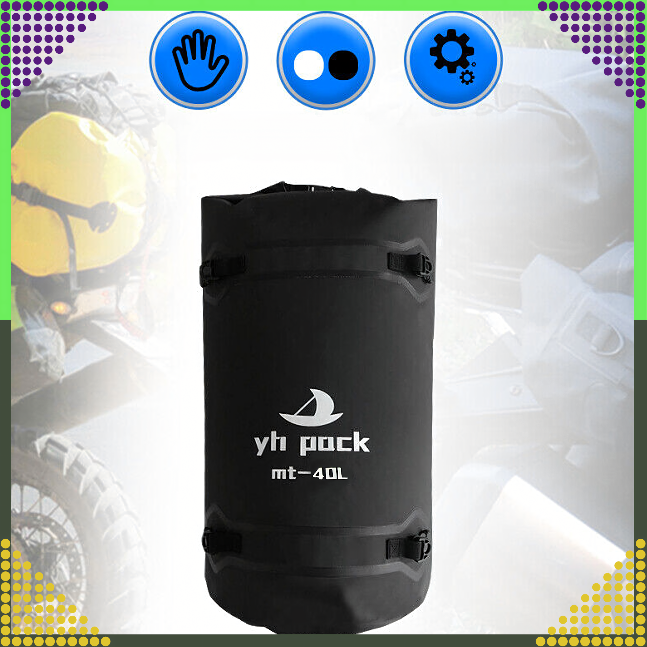 Wodoodporna Torba Motocyklowa na Motor Rower Ramię Sakwa Bagażowa 40L - obrazek 6