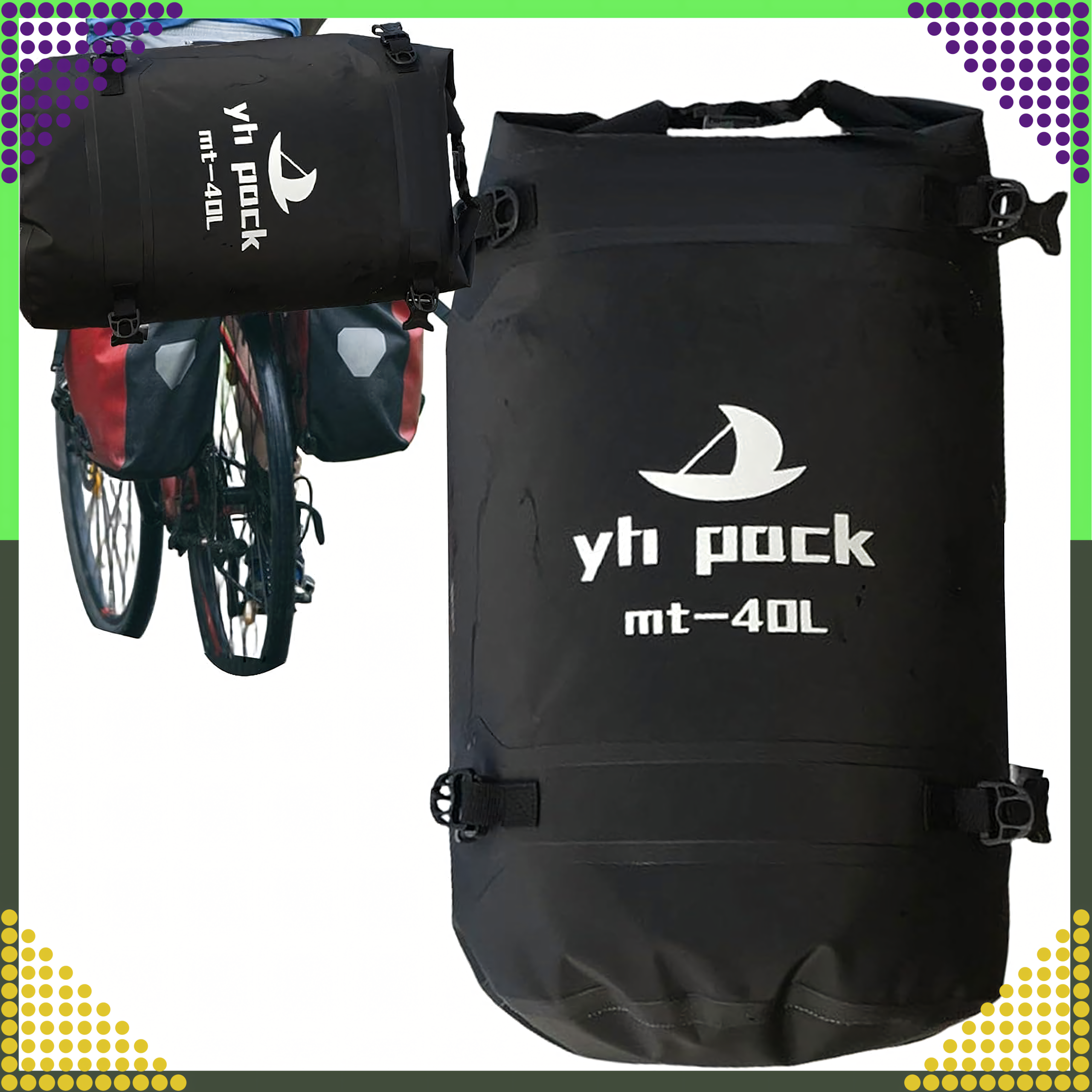 Wodoodporna Torba Motocyklowa na Motor Rower Ramię Sakwa Bagażowa 40L - obrazek 9