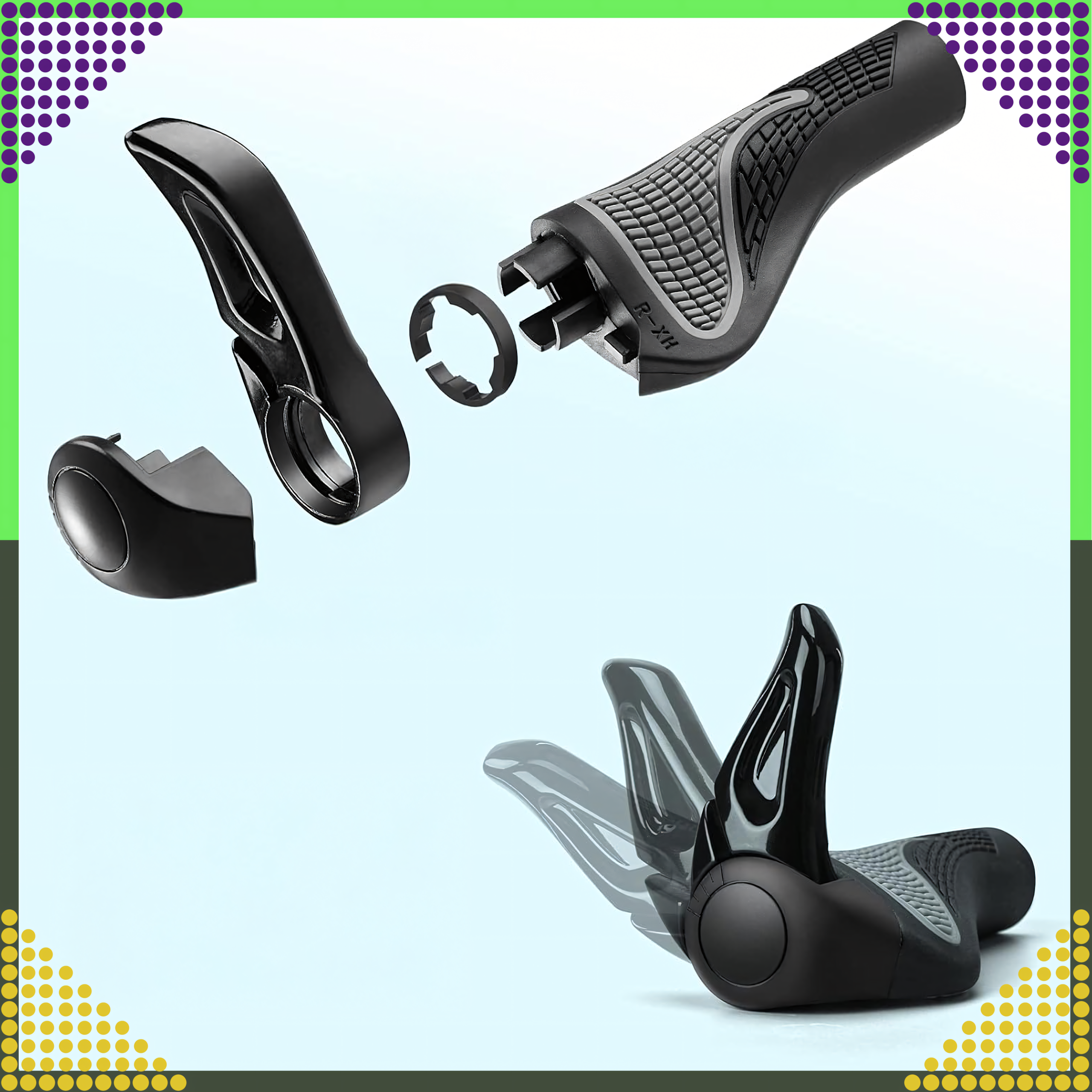 Gripy Chwyty Rowerowe z Rogami Rączki do Roweru Kierownicy Profilowane 2szt - obrazek 8