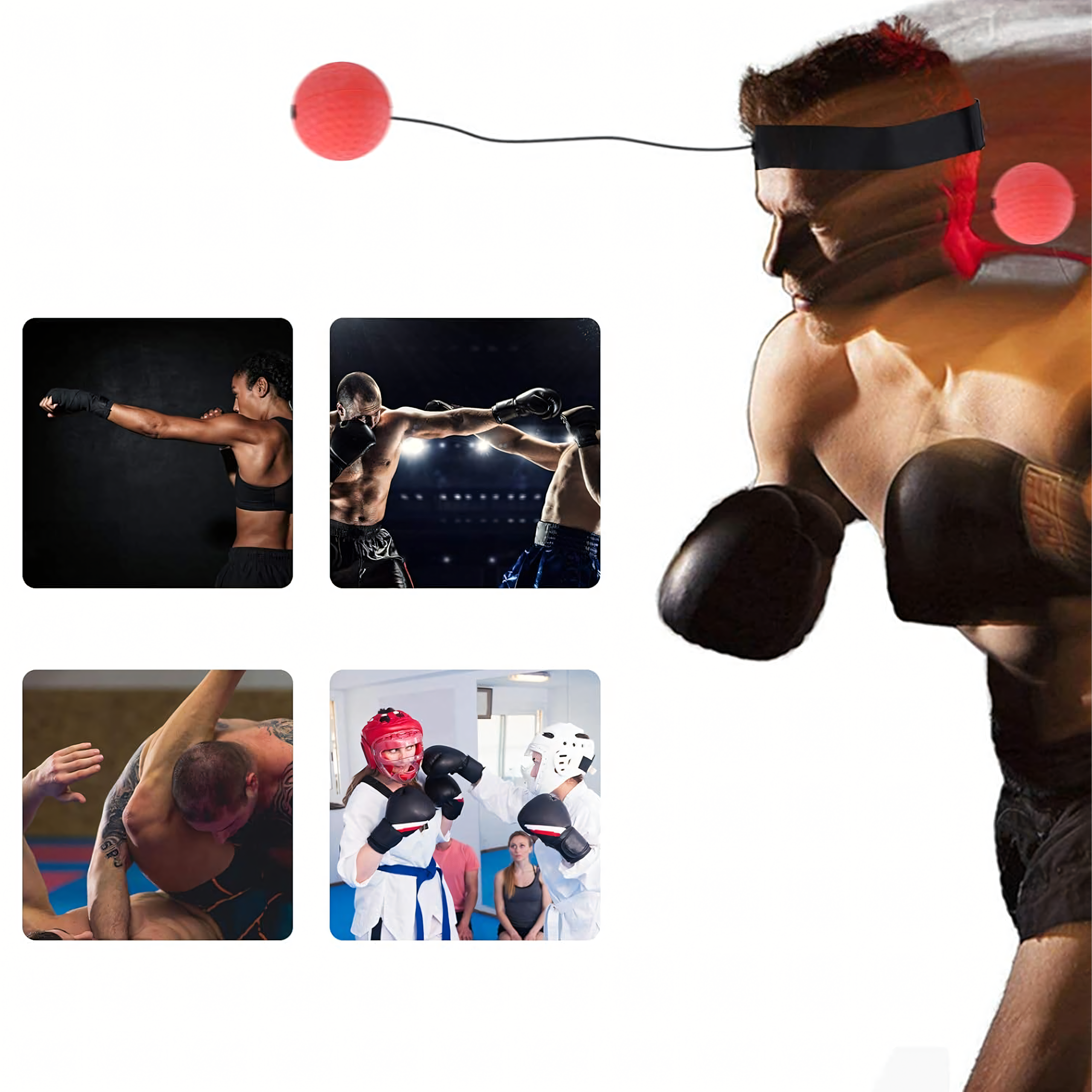 Piłka Refleksowa Refleksówka Bokserska do Treningu na Głowę Gruszka - obrazek 3